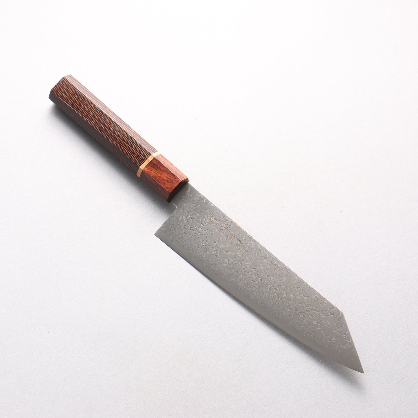 利隆 V金10号 65層ダマスカス 切付三徳包丁 180mm ウエンジ 桜リング付き（口輪：紫檀）柄 - 清助刃物