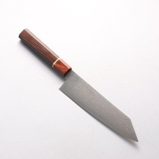 利隆 V金10号 65層ダマスカス 切付三徳包丁 180mm ウエンジ 桜リング付き（口輪：紫檀）柄 - 清助刃物