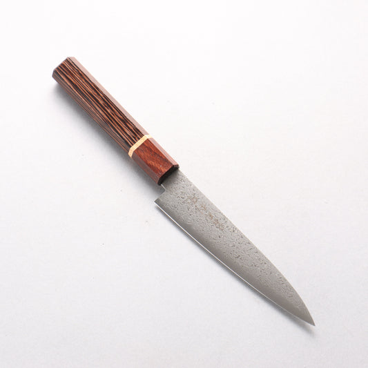 利隆 V金10号 65層ダマスカス ペティーナイフ 135mm ウエンジ 桜リング付き（口輪：紫檀）柄 - 清助刃物