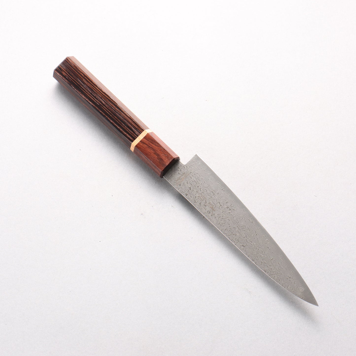 利隆 V金10号 65層ダマスカス ペティーナイフ 135mm ウエンジ 桜リング付き（口輪：紫檀）柄 - 清助刃物