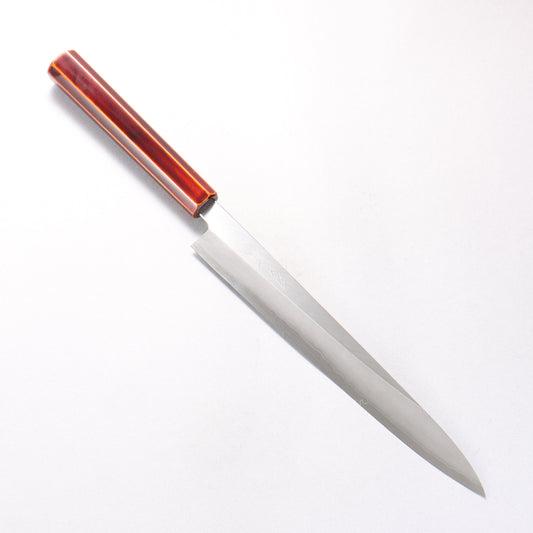 刃道 銀三鋼 磨き仕上げ 筋引包丁 240mm 漆 木地呂塗り柄 - 清助刃物