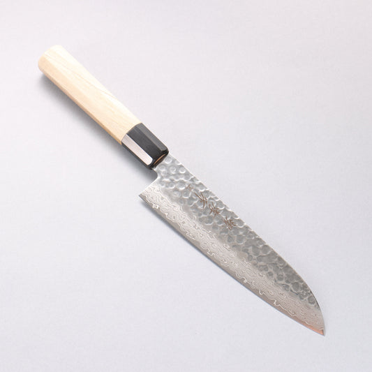 堺 孝行 AUS10 45層ダマスカス 三徳包丁 180mm 朴柄 - 清助刃物