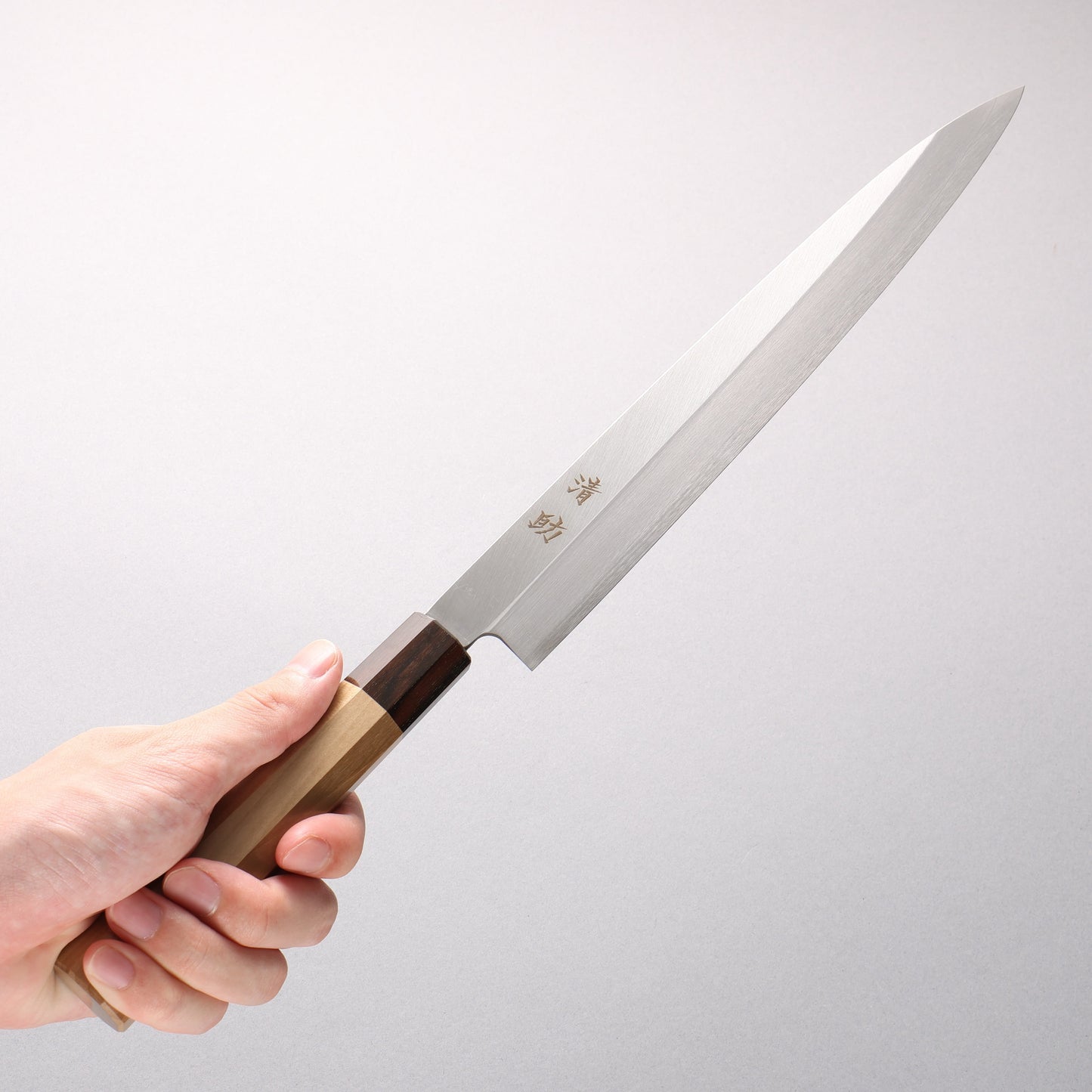 清助 AUS8 柳刃包丁 270mm 朴 (口輪：縞黒檀)柄 Sushi School Model