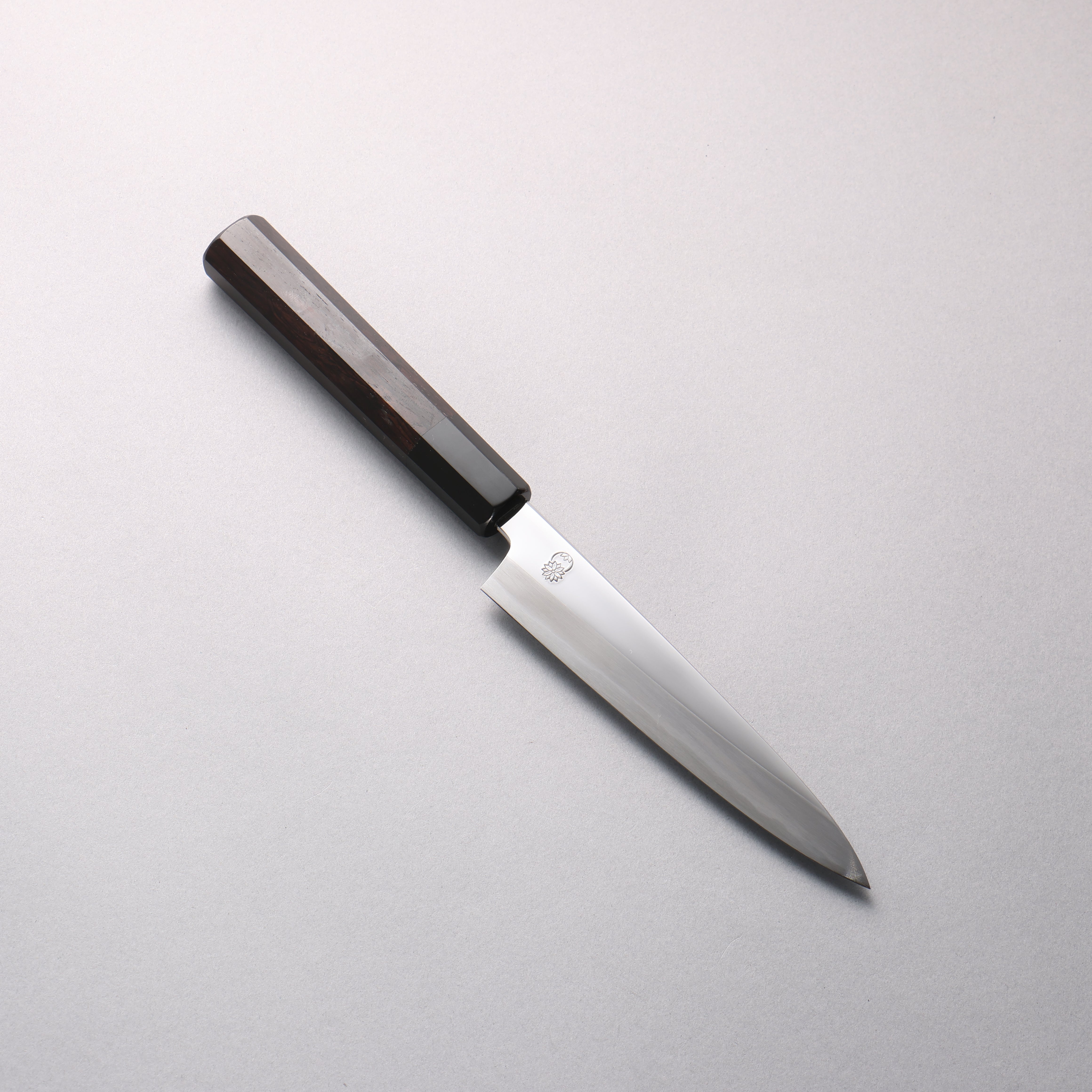 重陽 白鋼 鏡面仕上げ ペティーナイフ 150mm 黒檀 (口輪：黒水牛)柄 - 清助刃物