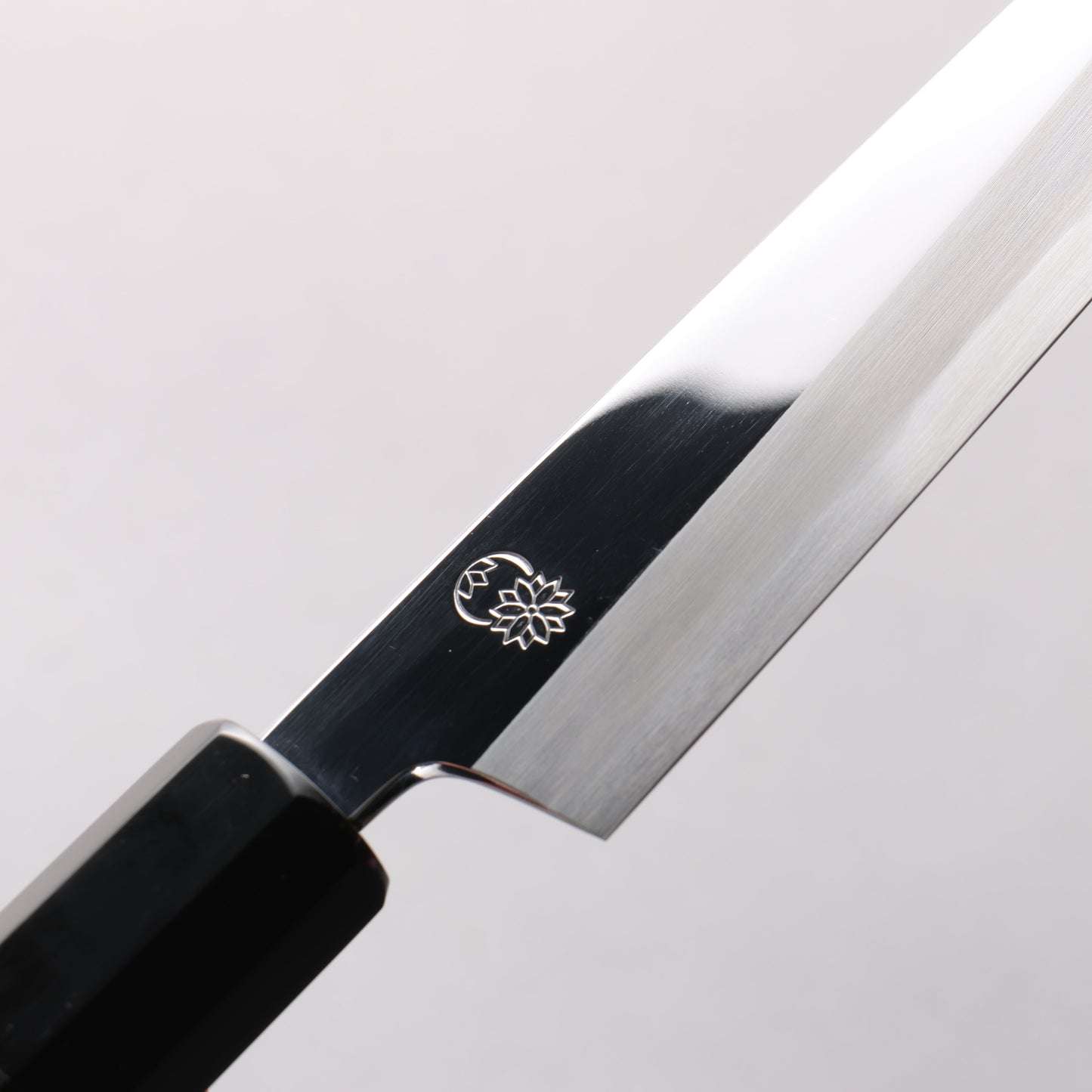 重陽 白鋼 鏡面仕上げ ペティーナイフ 150mm 黒檀　(口輪：黒水牛)柄