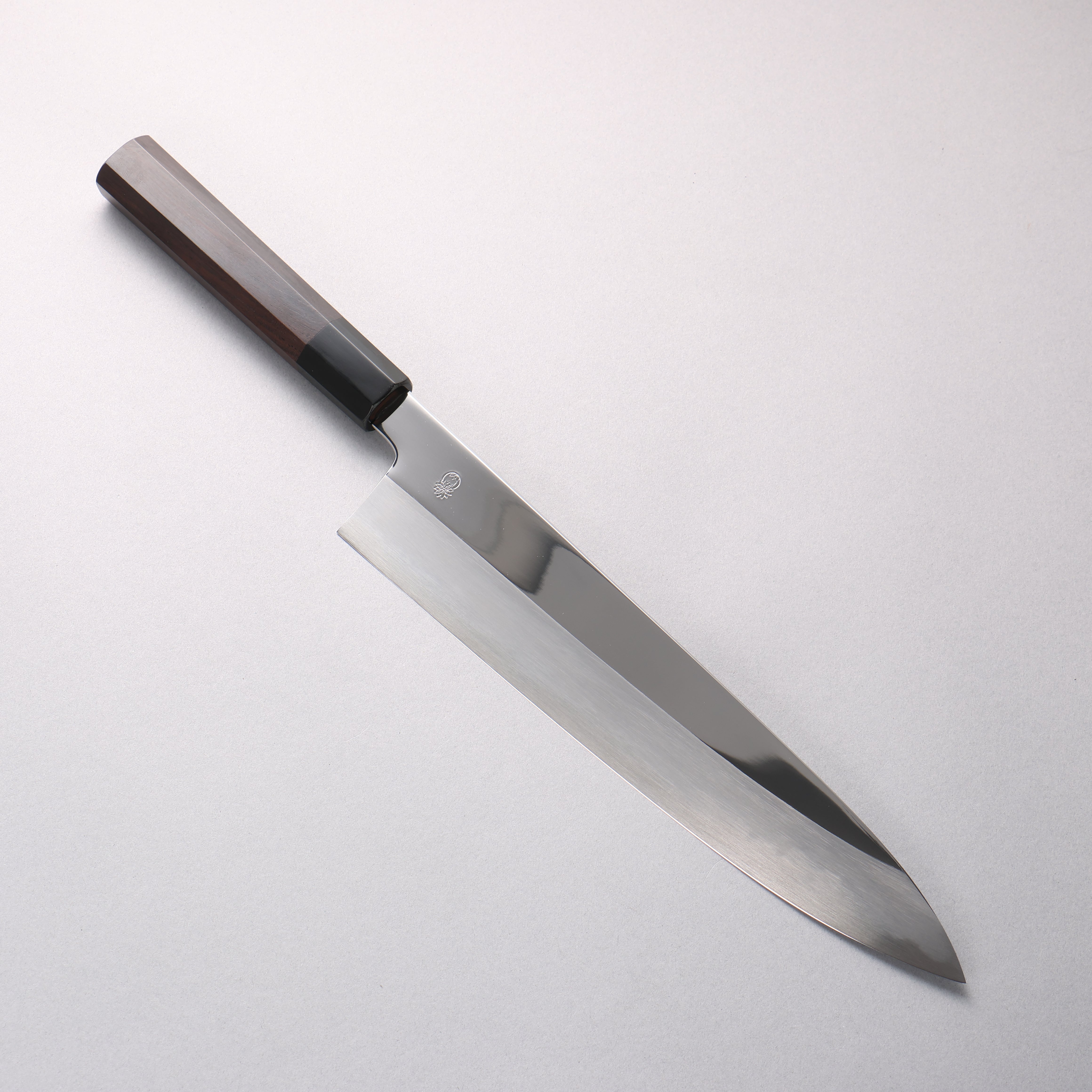 重陽 白鋼 鏡面仕上げ 牛刀包丁 270mm 黒檀 (口輪：黒水牛)柄 - 清助刃物