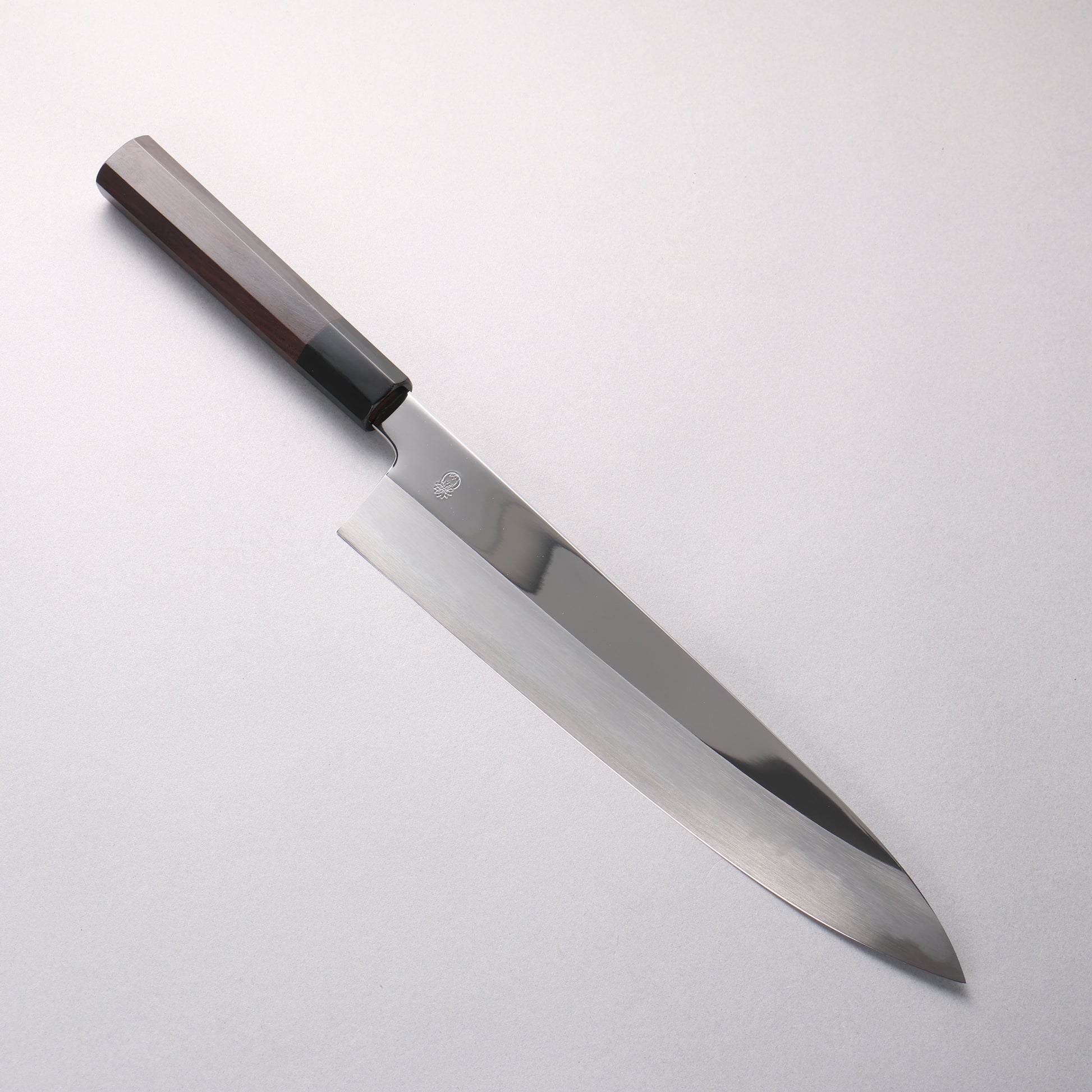 重陽 白鋼 鏡面仕上げ 牛刀包丁 270mm 黒檀　(口輪：黒水牛)柄