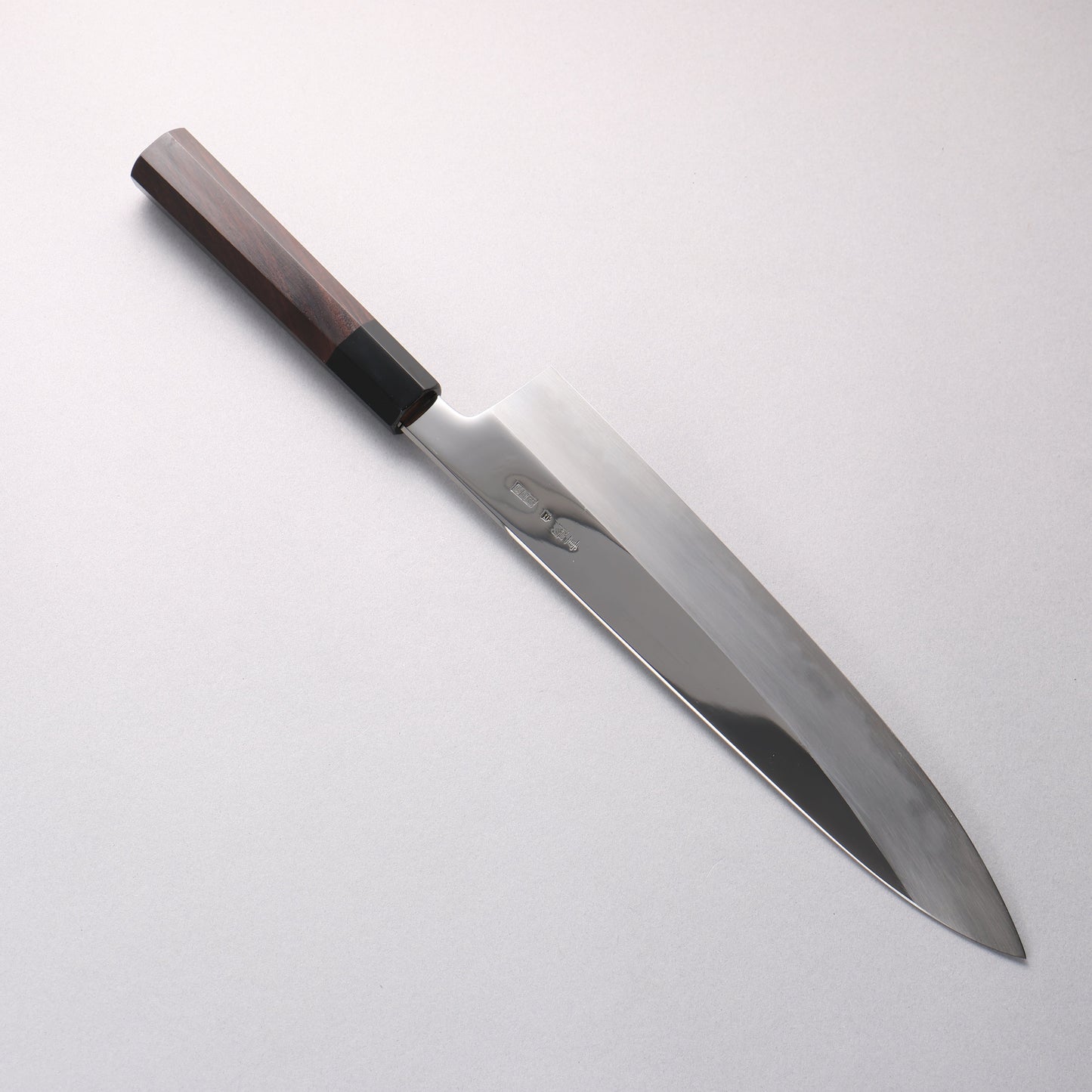 重陽 白鋼 鏡面仕上げ 牛刀包丁 270mm 黒檀　(口輪：黒水牛)柄