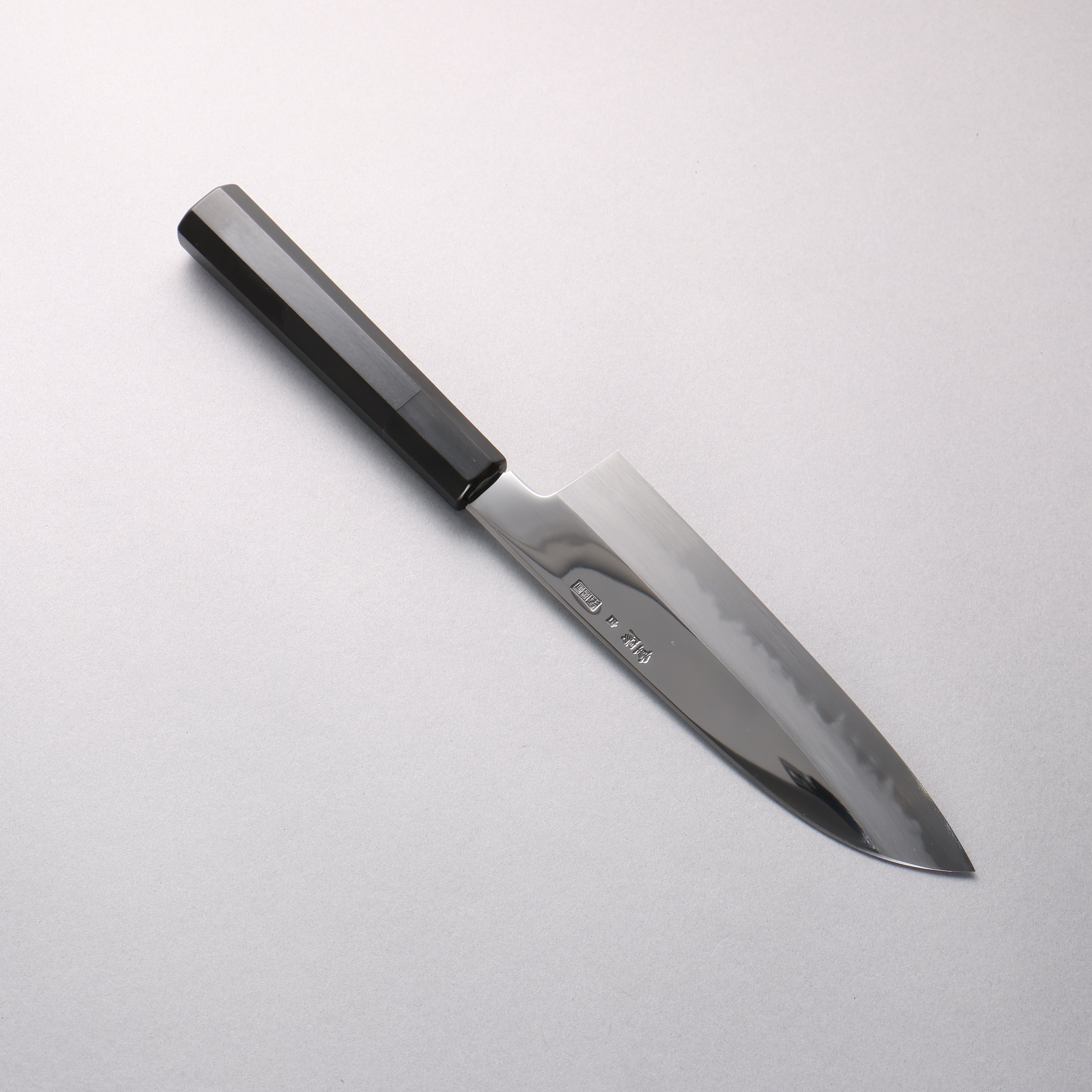 重陽 白鋼 鏡面仕上げ 三徳包丁 180mm 黒檀 (口輪：黒水牛)柄 - 清助刃物