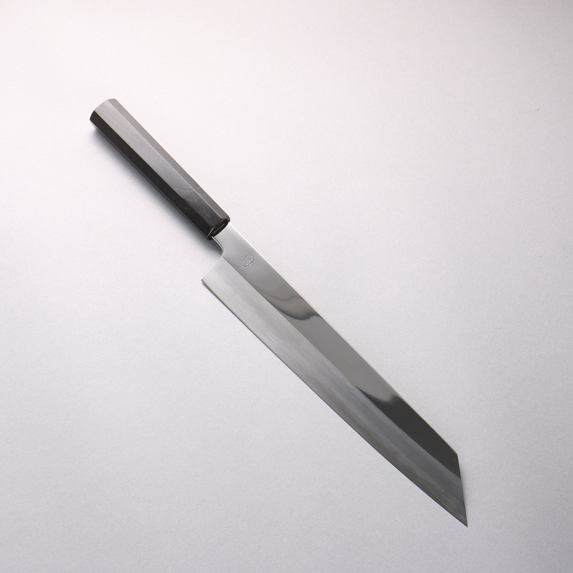 重陽 白鋼 鏡面仕上げ 切付牛刀包丁 270mm 黒檀　(口輪：黒水牛)柄