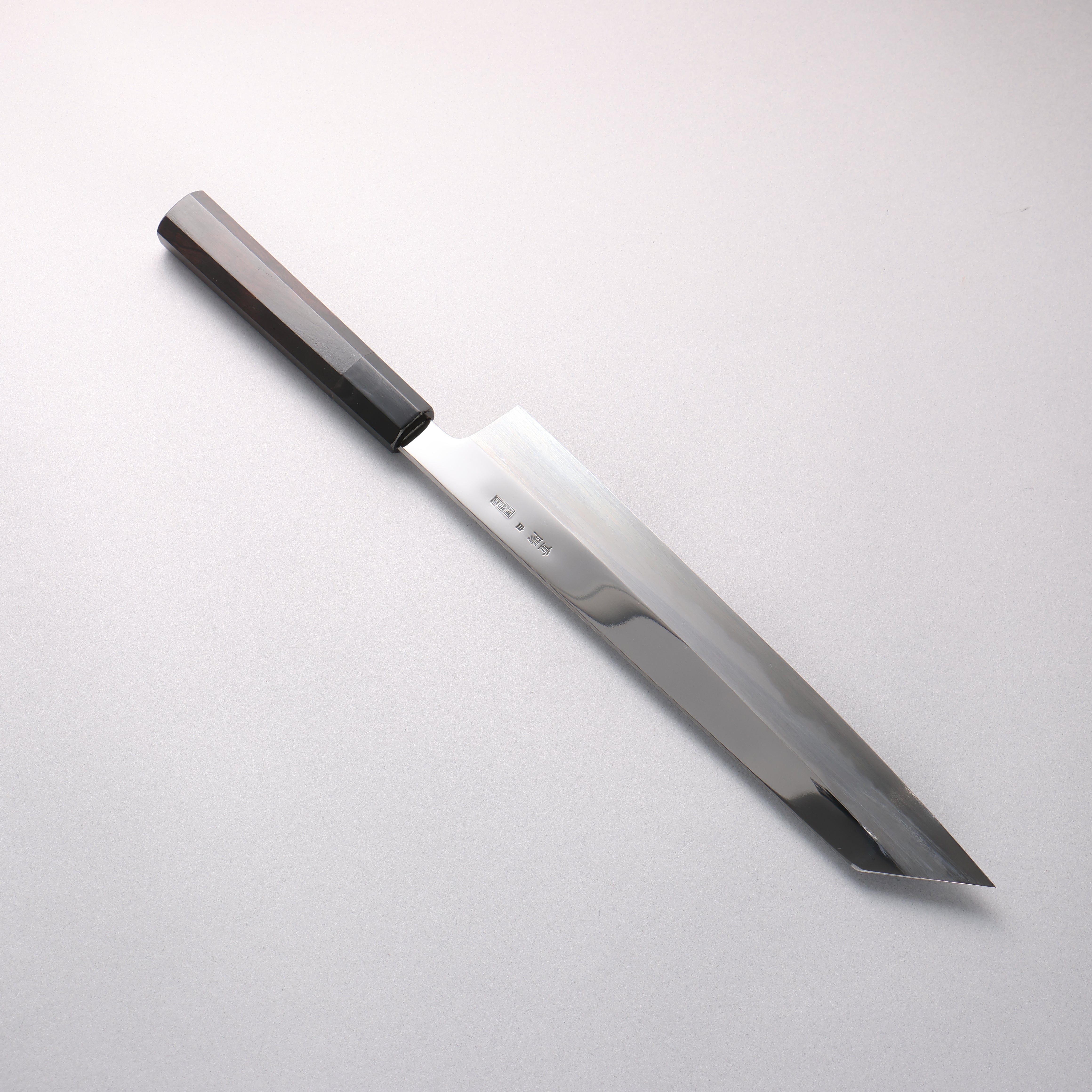 重陽 白鋼 鏡面仕上げ 切付牛刀包丁 270mm 黒檀 (口輪：黒水牛)柄 - 清助刃物