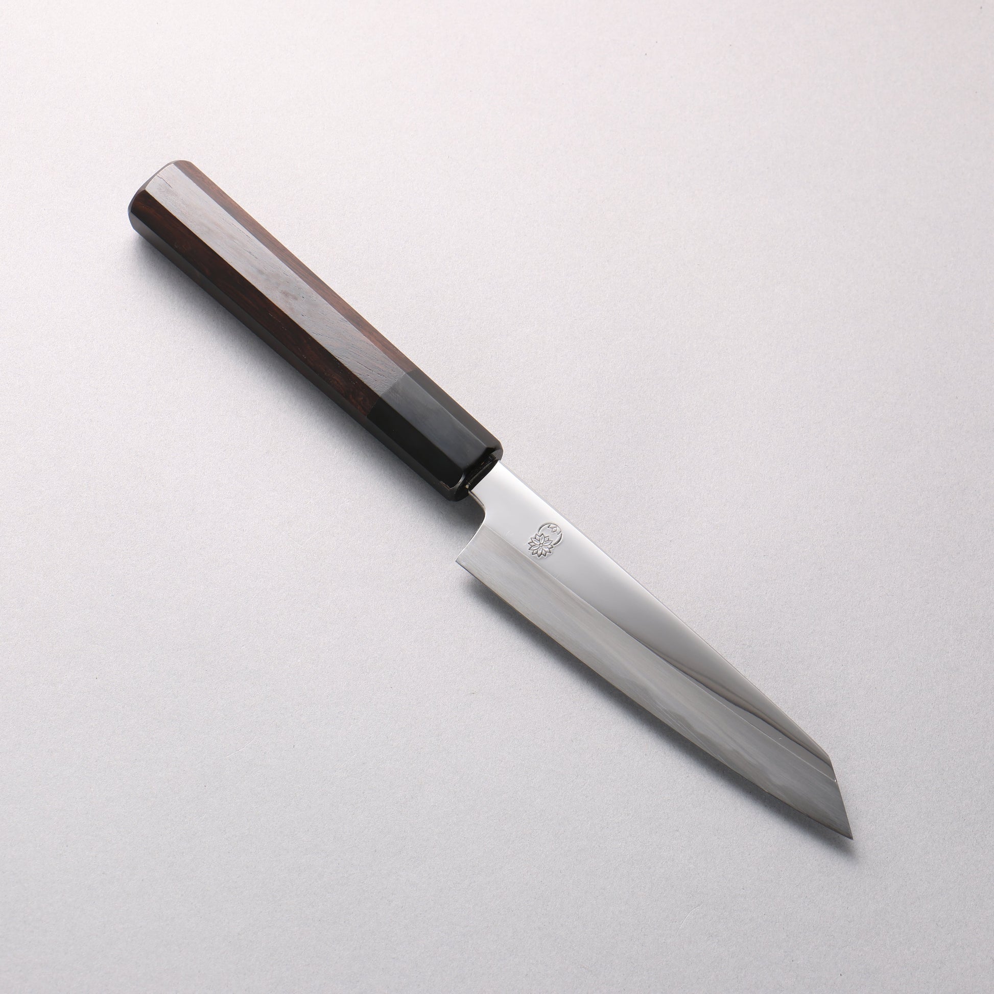 重陽 青一鋼 鏡面仕上げ 切付ペティナイフ 135mm 黒檀　(口輪：黒水牛)柄