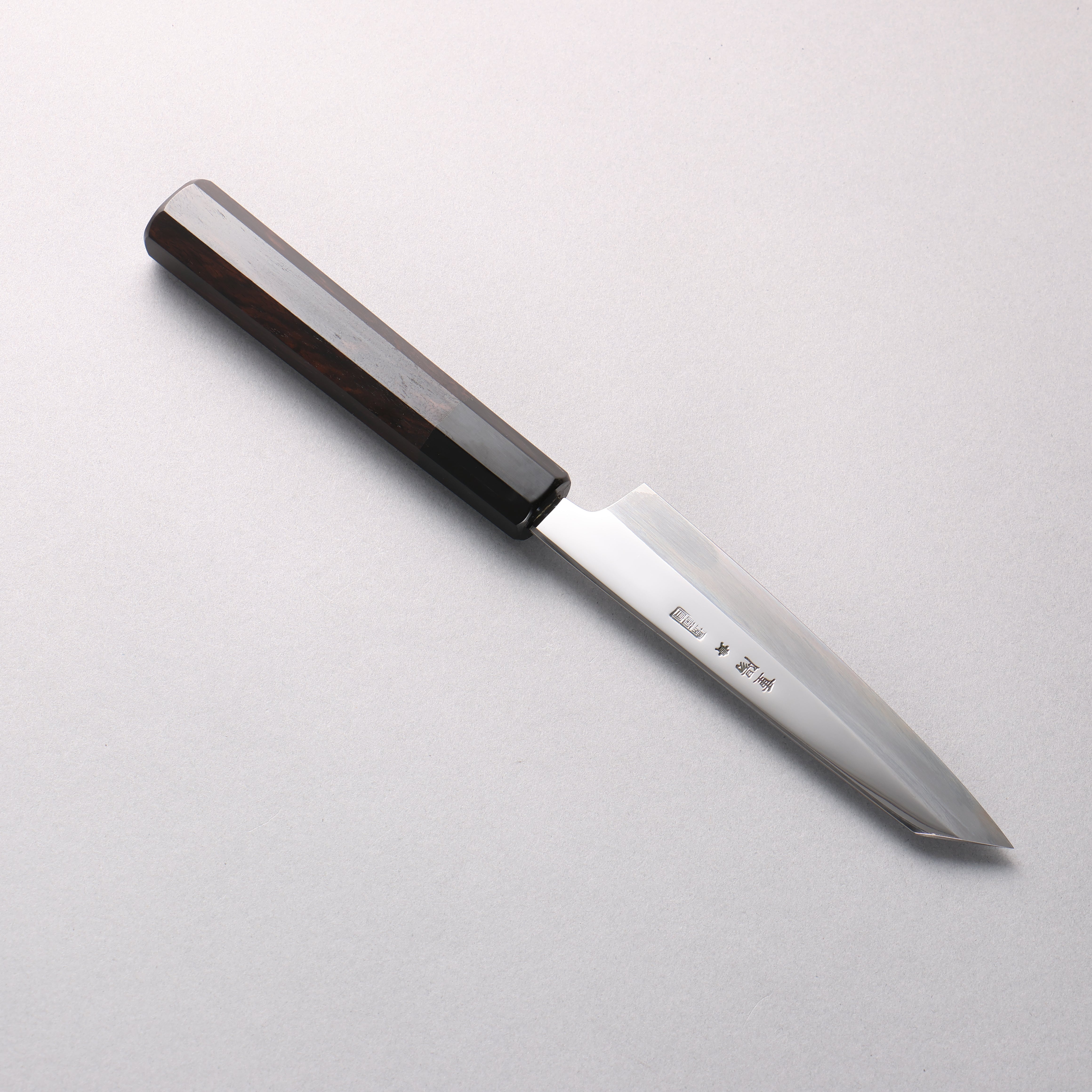 重陽 青一鋼 鏡面仕上げ 切付ペティナイフ 135mm 黒檀 (口輪：黒水牛)柄 - 清助刃物