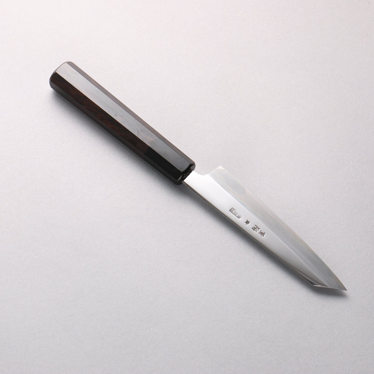 重陽 青一鋼 鏡面仕上げ 切付ペティナイフ 135mm 黒檀　(口輪：黒水牛)柄