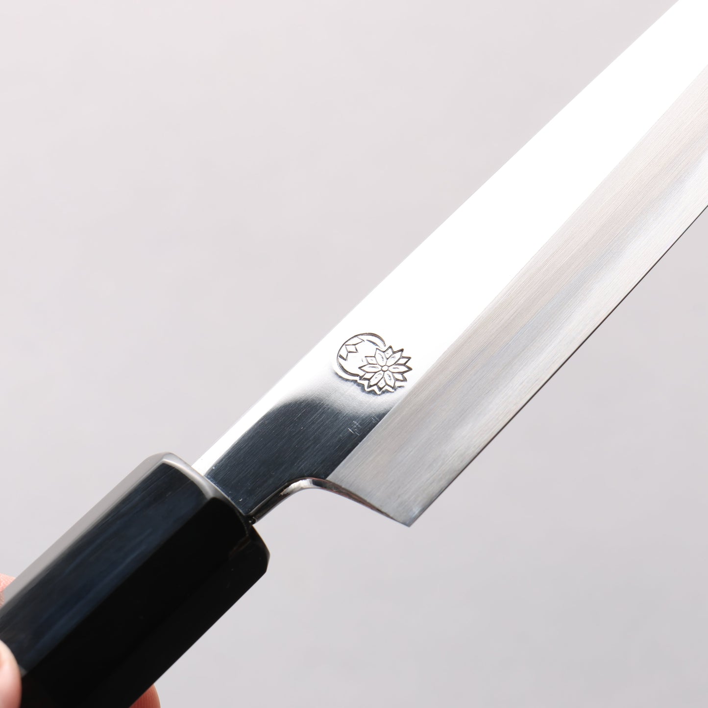 重陽 青一鋼 鏡面仕上げ 切付ペティナイフ 135mm 黒檀　(口輪：黒水牛)柄