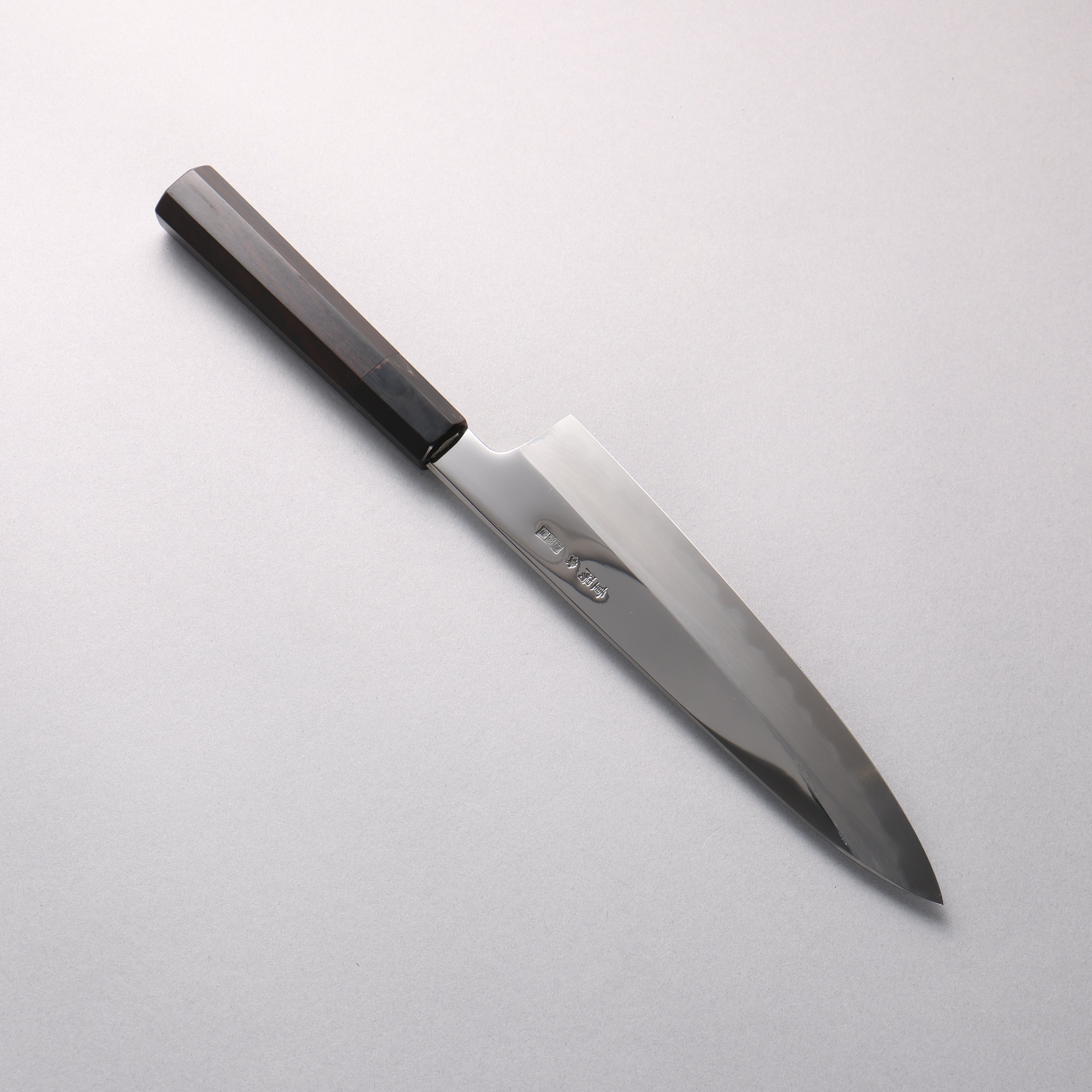 重陽 青一鋼 鏡面仕上げ 牛刀包丁 210mm 黒檀 (口輪：黒水牛)柄 - 清助刃物