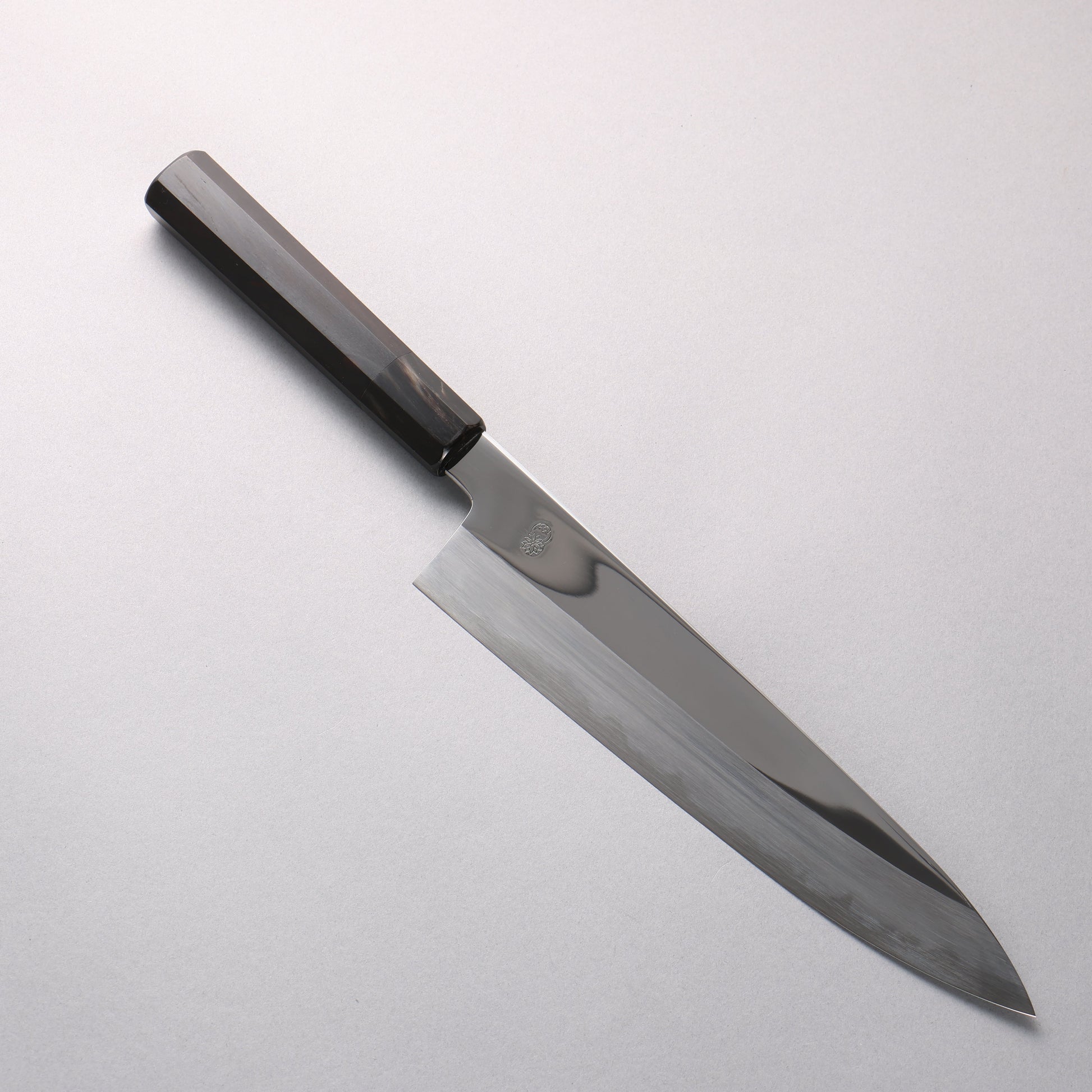 重陽 青一鋼 鏡面仕上げ 牛刀包丁 240mm 黒檀　(口輪：黒水牛)柄
