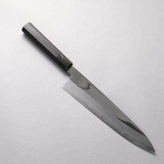 重陽 青一鋼 鏡面仕上げ 牛刀包丁 240mm 黒檀 (口輪：黒水牛)柄 - 清助刃物