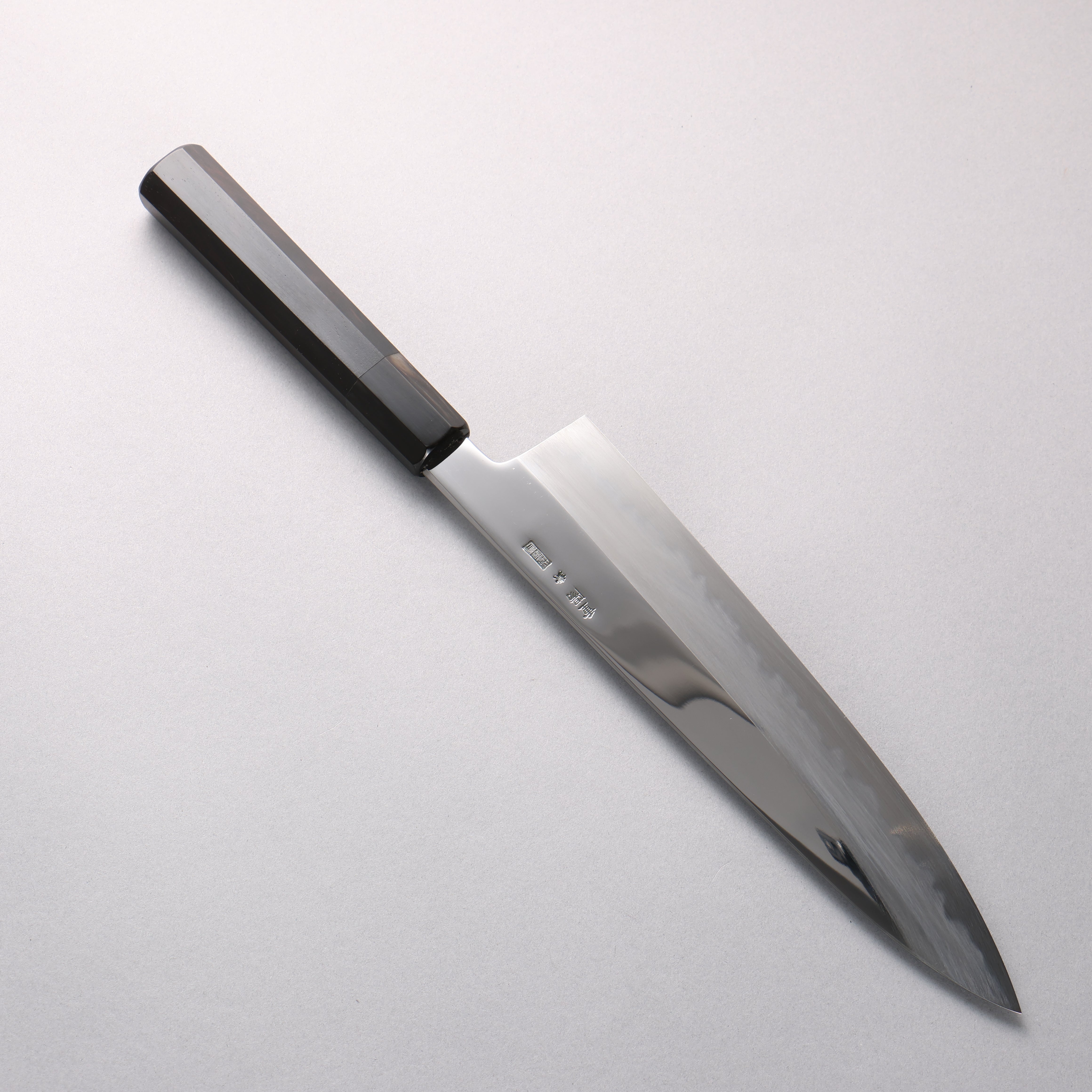 重陽 青一鋼 鏡面仕上げ 牛刀包丁 240mm 黒檀 (口輪：黒水牛)柄 - 清助刃物