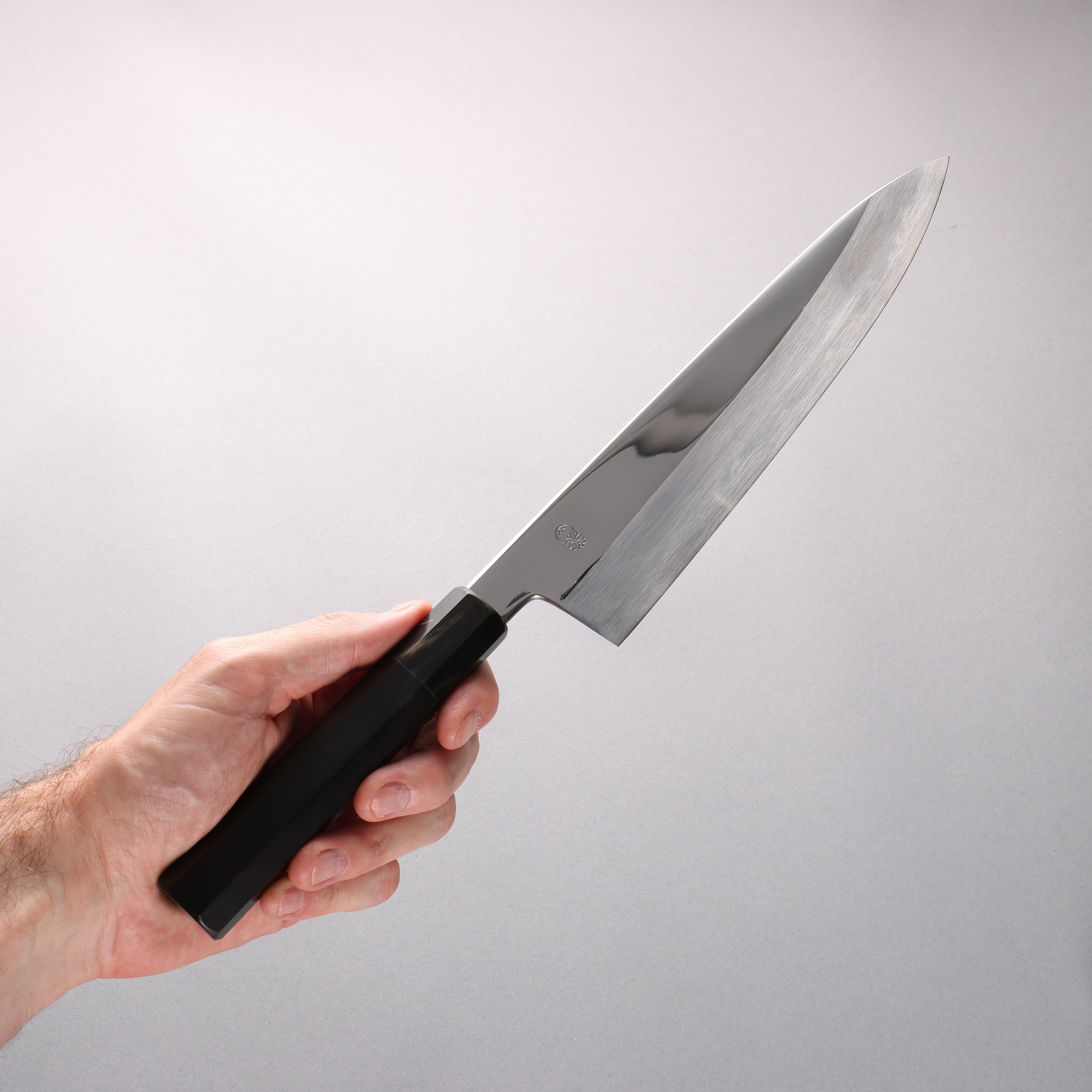 重陽 青一鋼 鏡面仕上げ 牛刀包丁 240mm 黒檀 (口輪：黒水牛)柄 - 清助刃物
