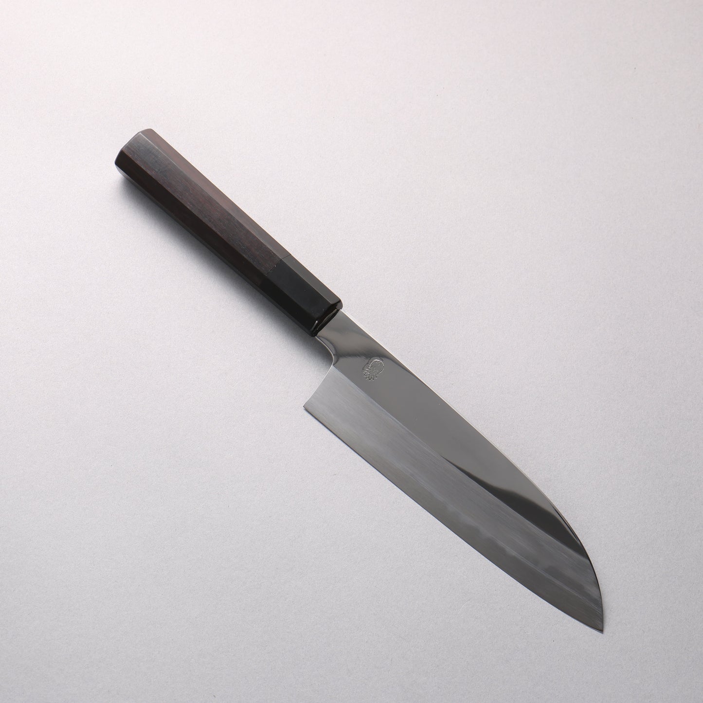 重陽 青一鋼 鏡面仕上げ 三徳包丁 180mm 黒檀　(口輪：黒水牛)柄