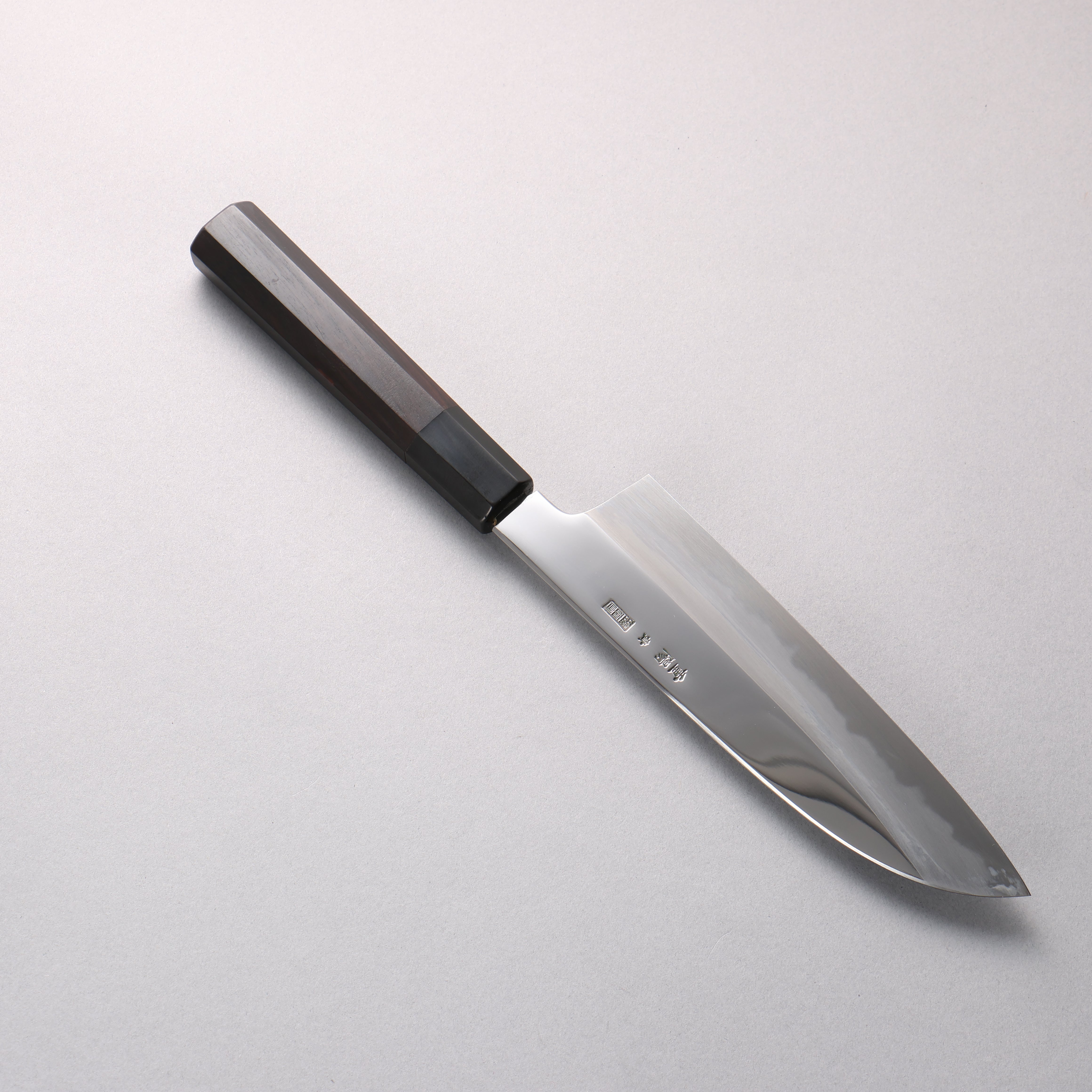 重陽 青一鋼 鏡面仕上げ 三徳包丁 180mm 黒檀 (口輪：黒水牛)柄 - 清助刃物