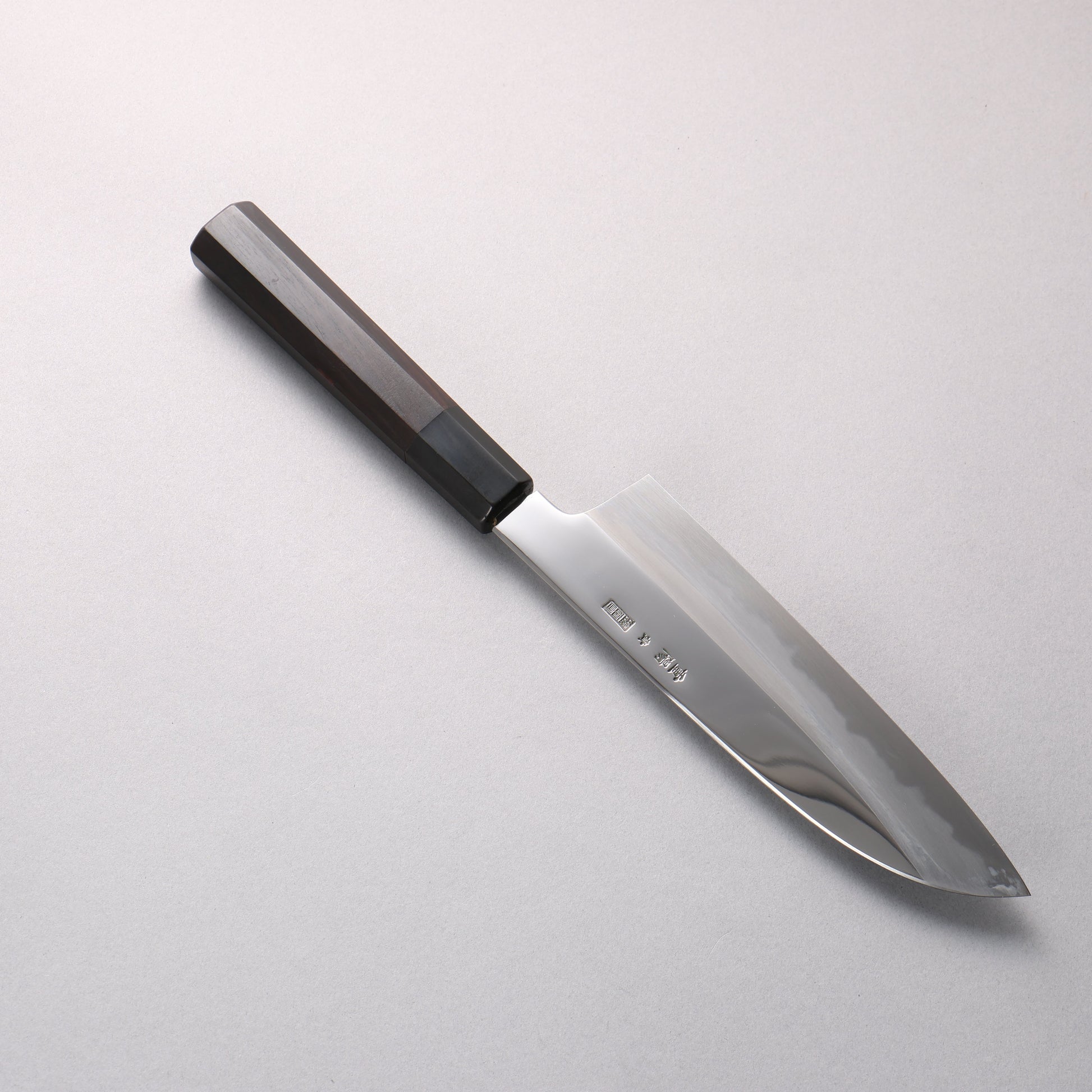 重陽 青一鋼 鏡面仕上げ 三徳包丁 180mm 黒檀　(口輪：黒水牛)柄