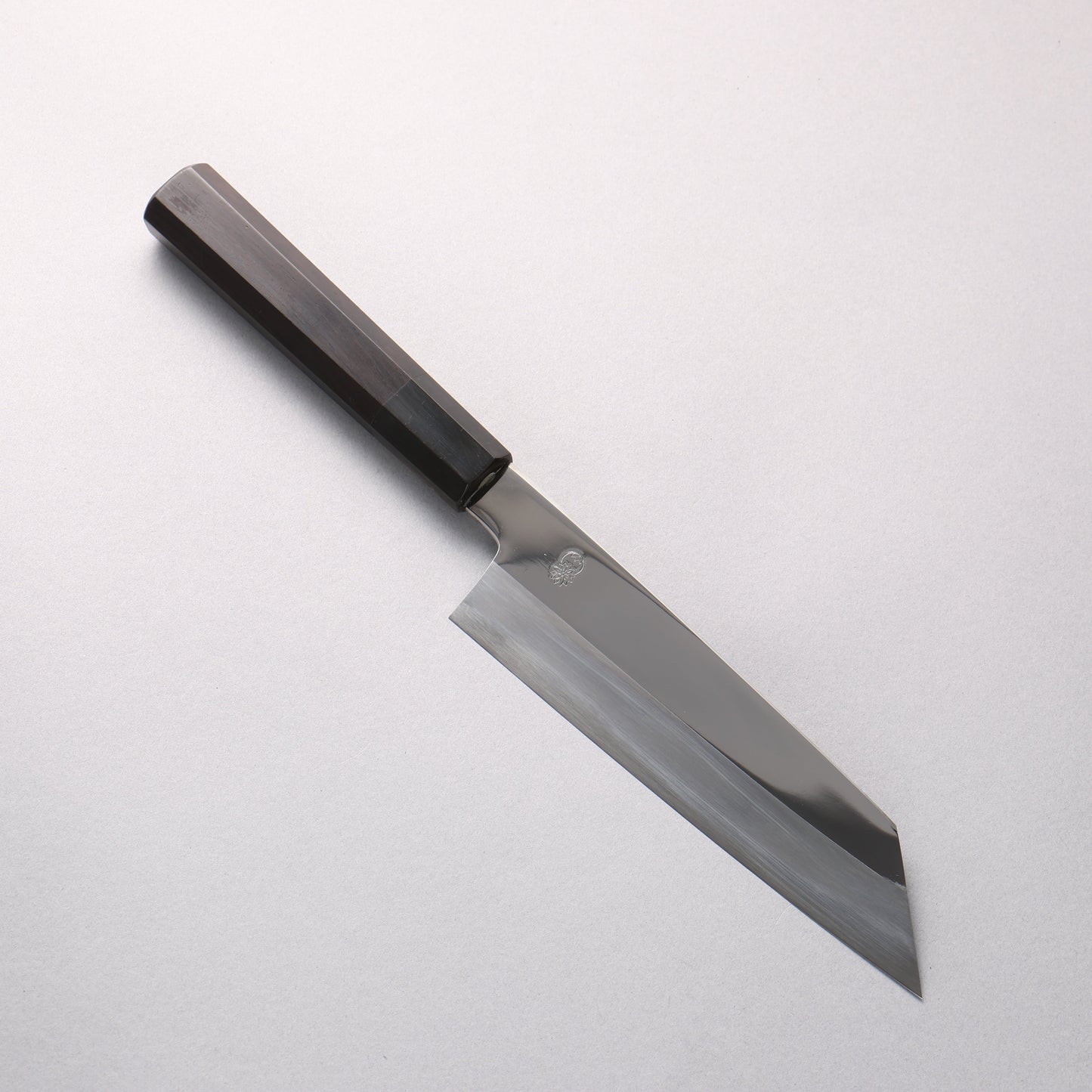 重陽 青一鋼 鏡面仕上げ 切付三徳包丁 180mm 黒檀　(口輪：黒水牛)柄