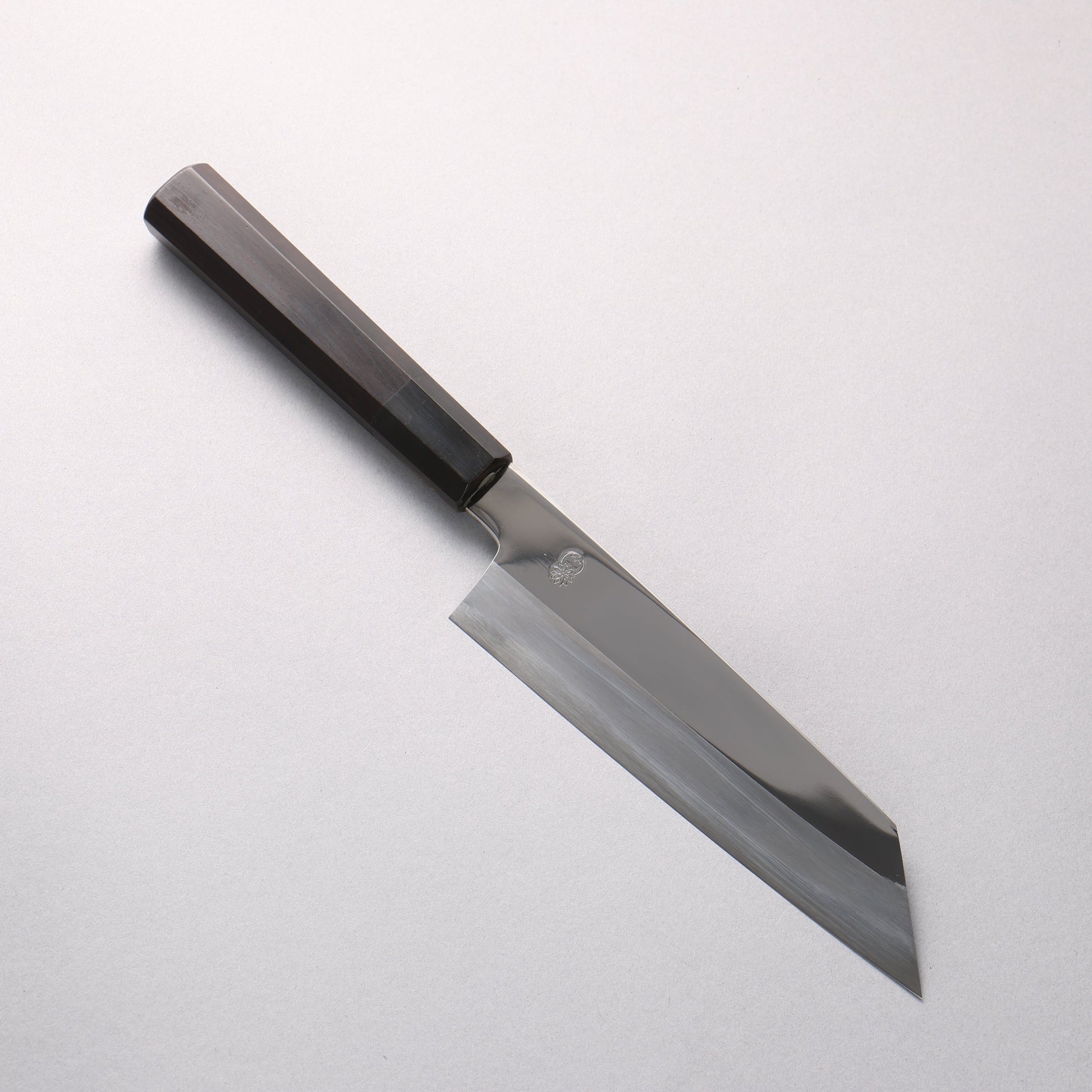 重陽 青一鋼 鏡面仕上げ 切付三徳包丁 180mm 黒檀　(口輪：黒水牛)柄