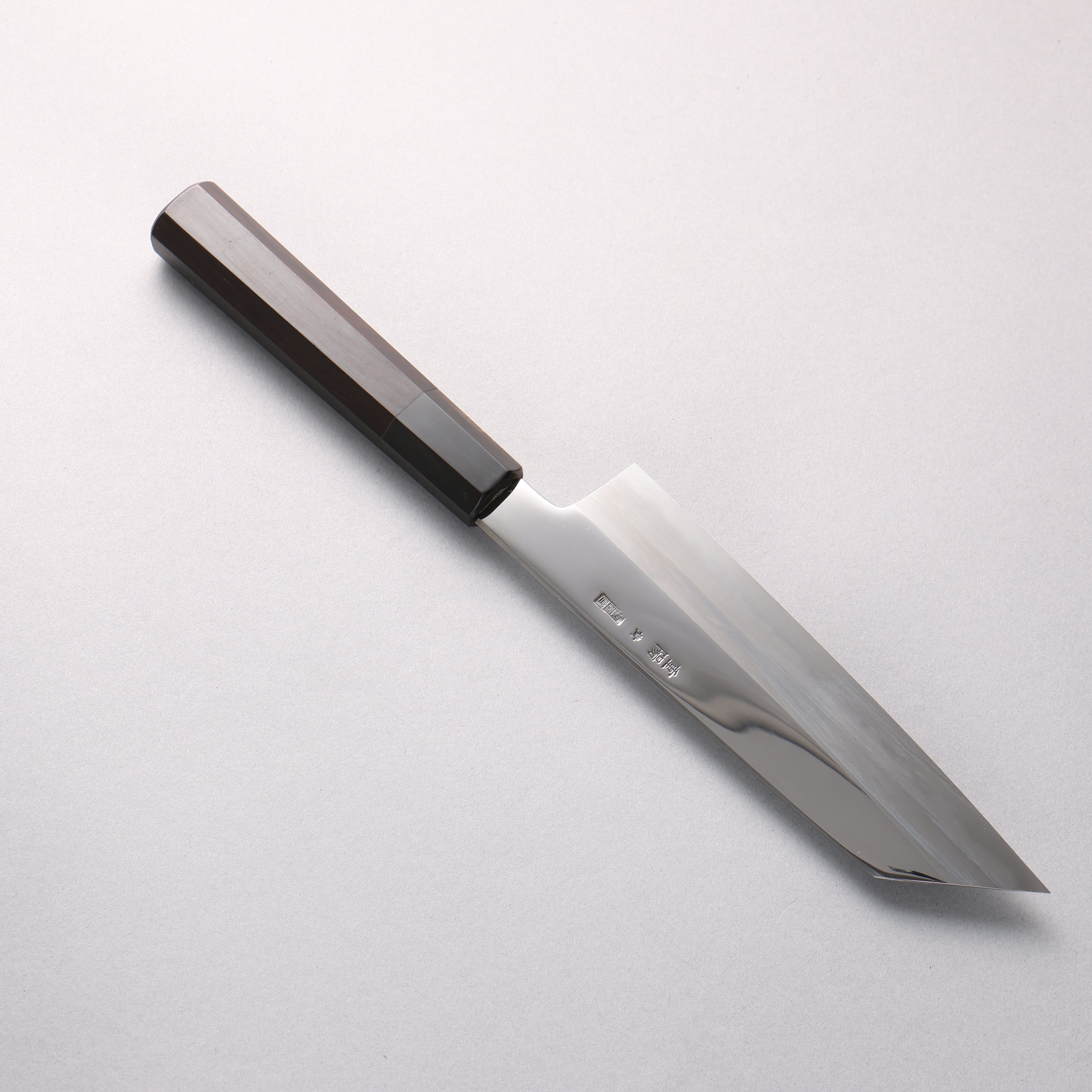 重陽 青一鋼 鏡面仕上げ 切付三徳包丁 180mm 黒檀 (口輪：黒水牛)柄 - 清助刃物