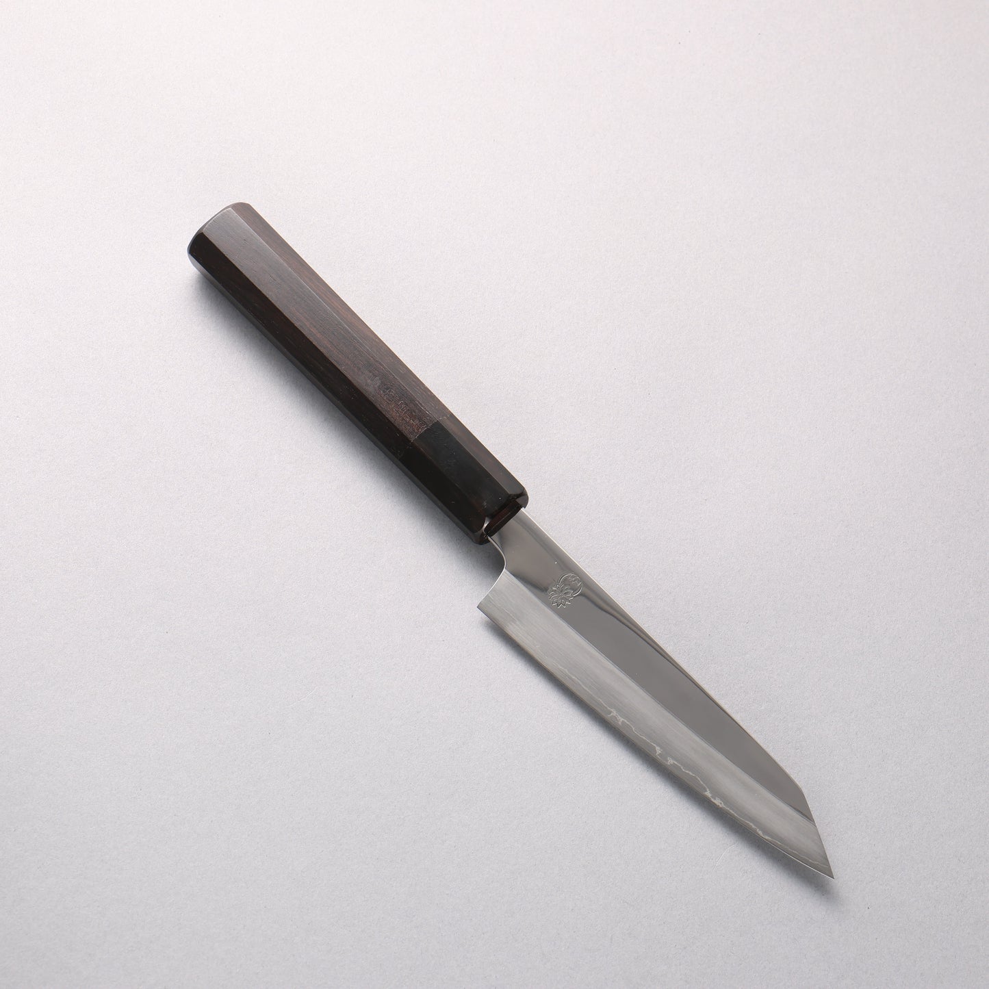 重陽 銀三鋼 鏡面仕上げ ペティーナイフ 135mm 黒檀　(口輪：黒水牛)柄