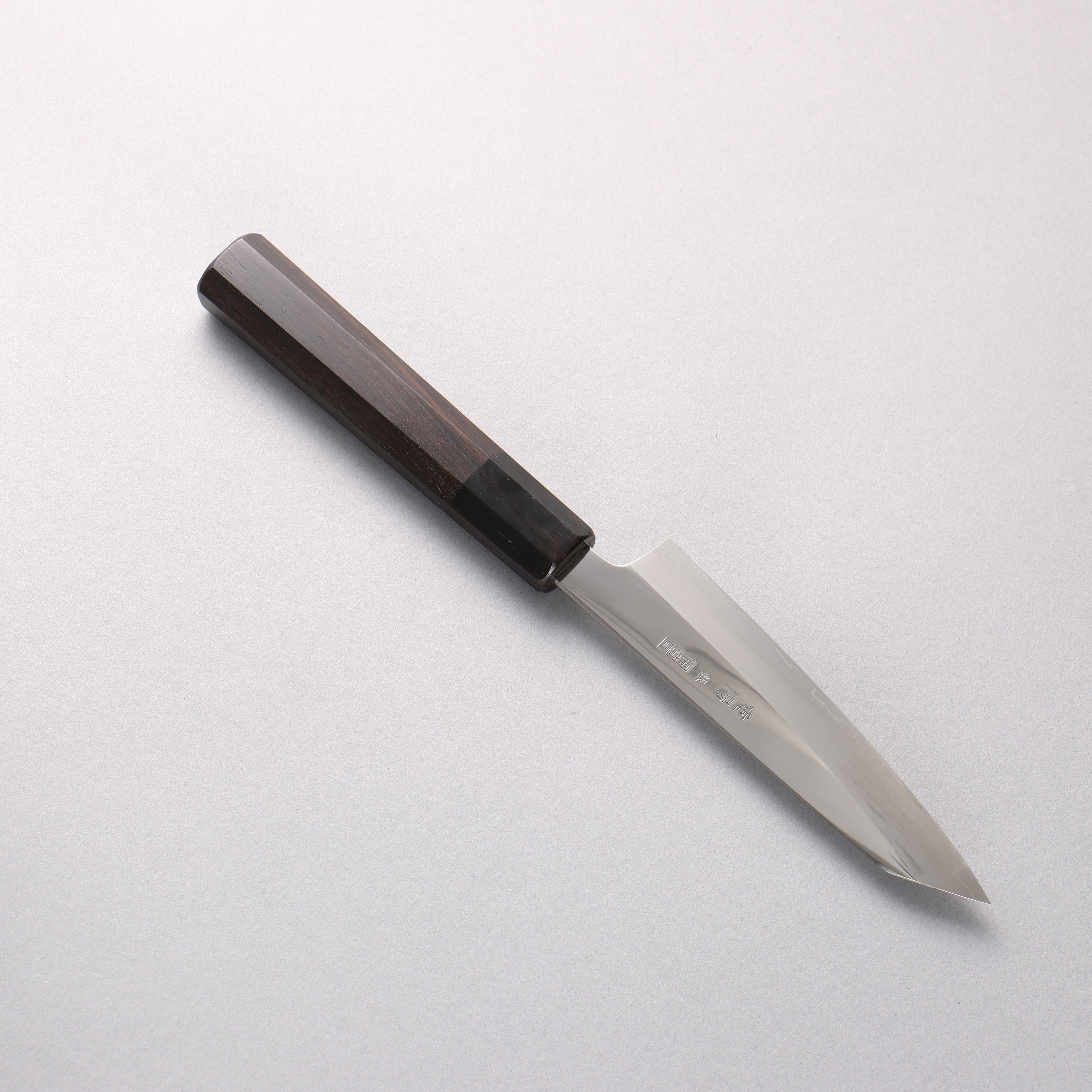 重陽 銀三鋼 鏡面仕上げ ペティーナイフ 135mm 黒檀 (口輪：黒水牛)柄 - 清助刃物
