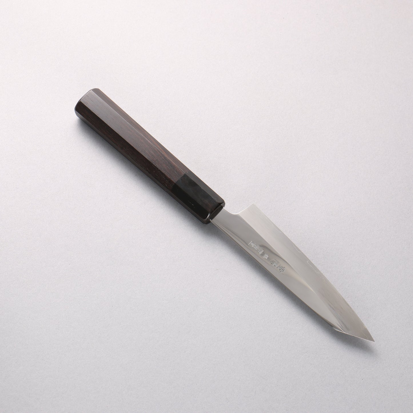 重陽 銀三鋼 鏡面仕上げ ペティーナイフ 135mm 黒檀　(口輪：黒水牛)柄