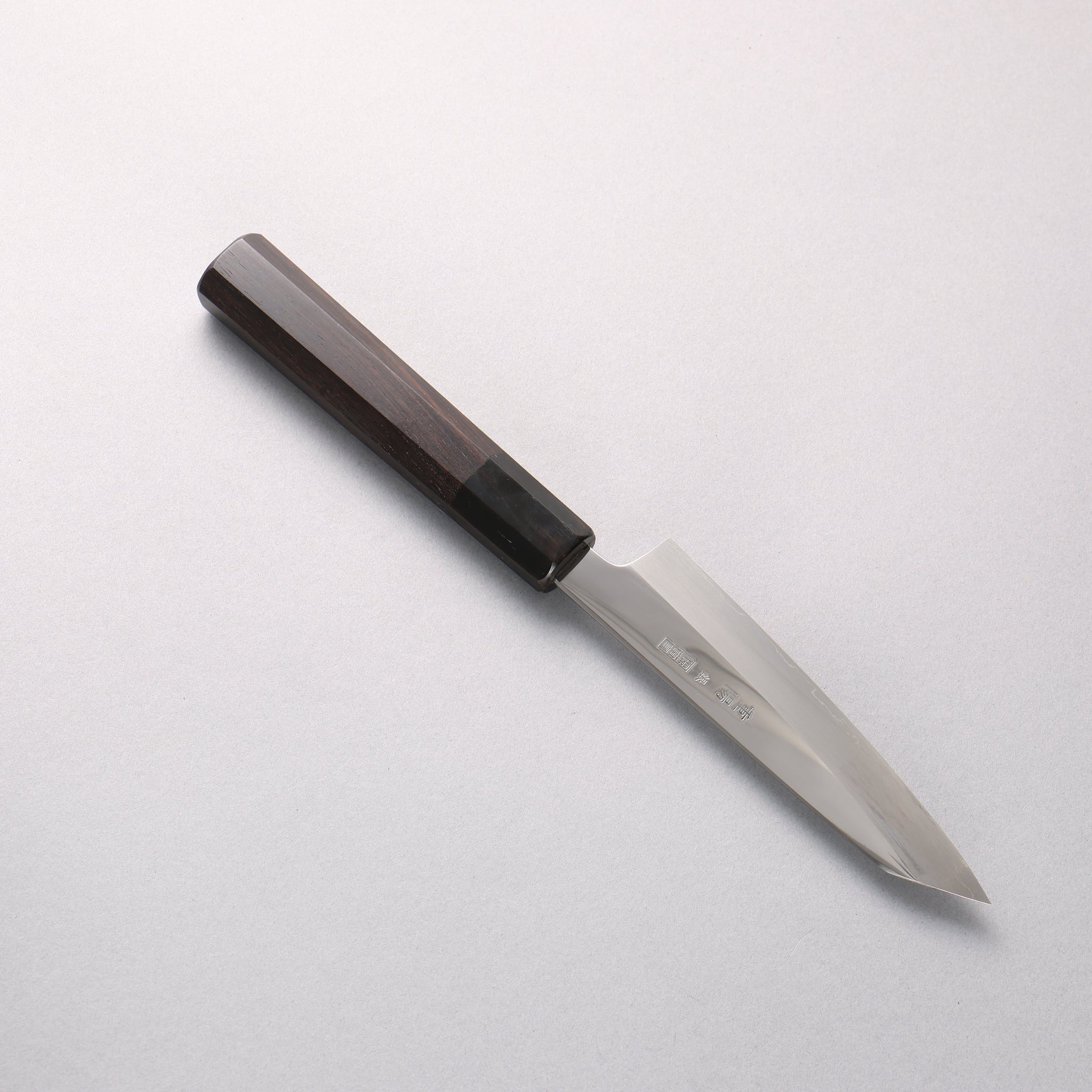 重陽 銀三鋼 鏡面仕上げ ペティーナイフ 135mm 黒檀 (口輪：黒水牛)柄 - 清助刃物