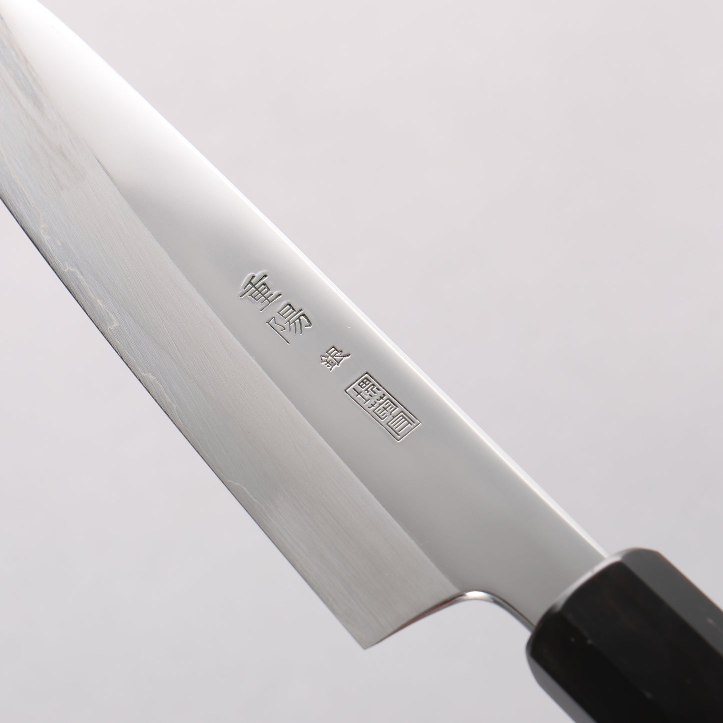 重陽 銀三鋼 鏡面仕上げ ペティーナイフ 135mm 黒檀　(口輪：黒水牛)柄
