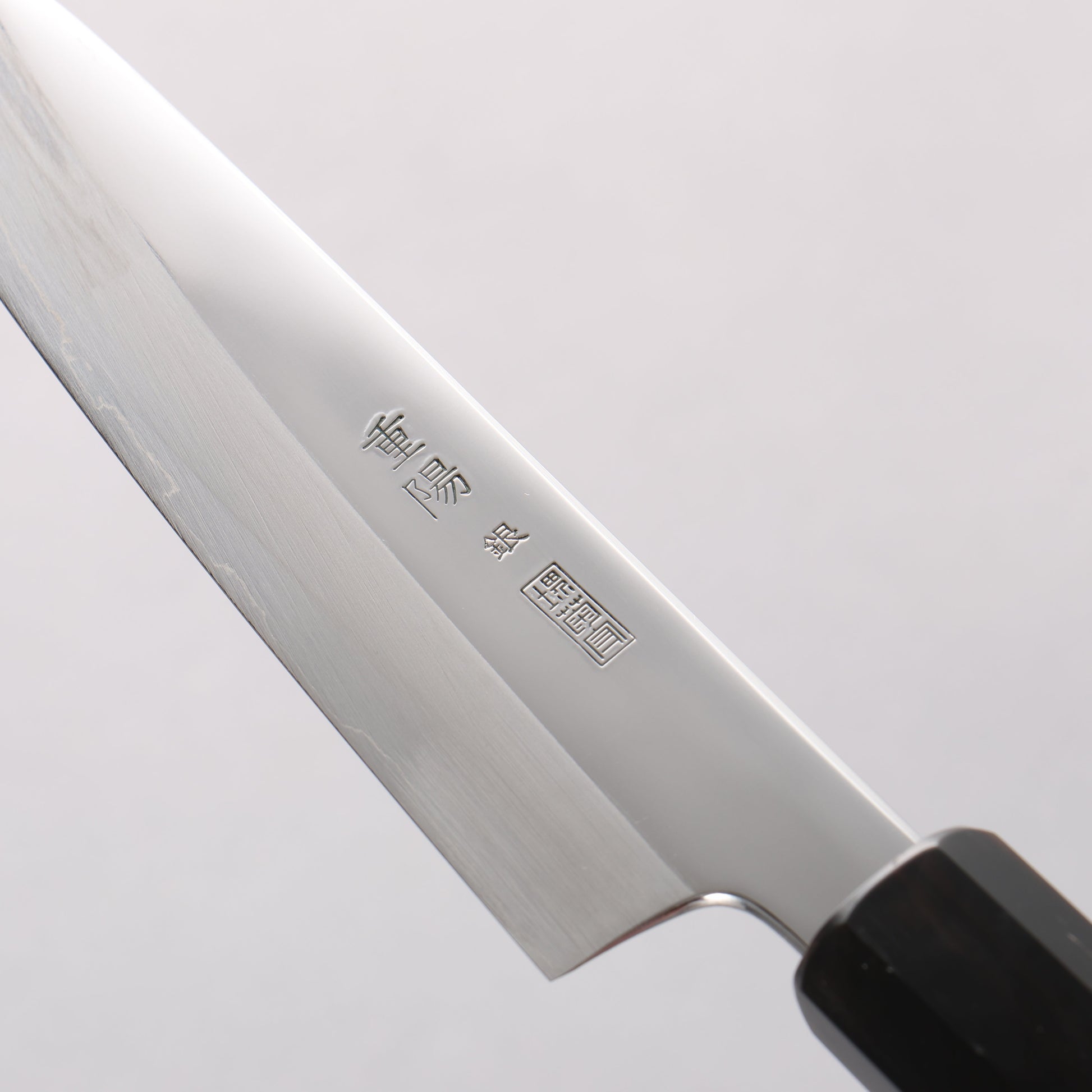 重陽 銀三鋼 鏡面仕上げ ペティーナイフ 135mm 黒檀　(口輪：黒水牛)柄