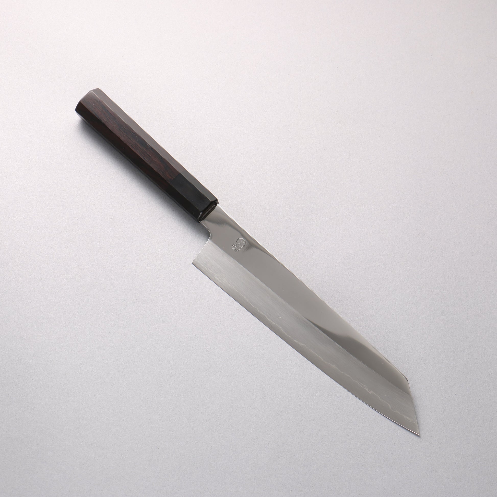 重陽 銀三鋼 鏡面仕上げ 切付牛刀包丁 210mm 黒檀　(口輪：黒水牛)柄