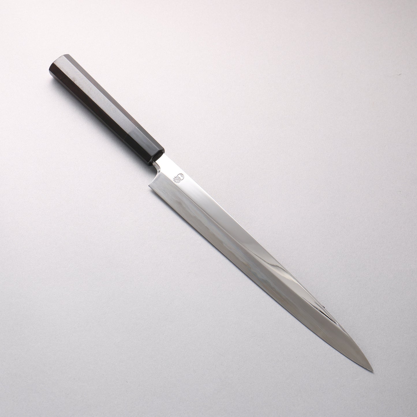 重陽 白鋼 鏡面仕上げ 柳刃包丁 270mm 黒檀　(口輪：黒水牛)柄