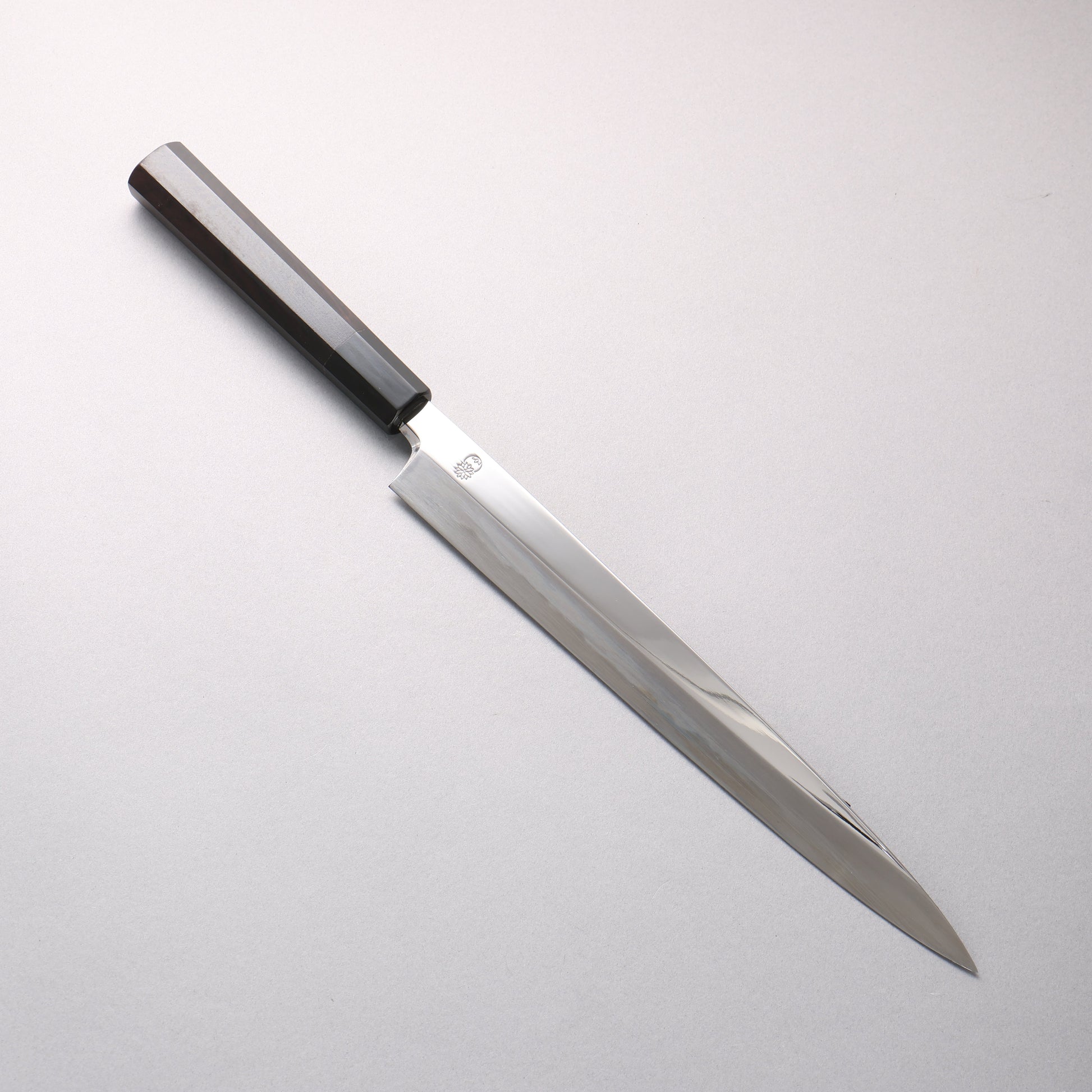 重陽 白鋼 鏡面仕上げ 柳刃包丁 270mm 黒檀　(口輪：黒水牛)柄