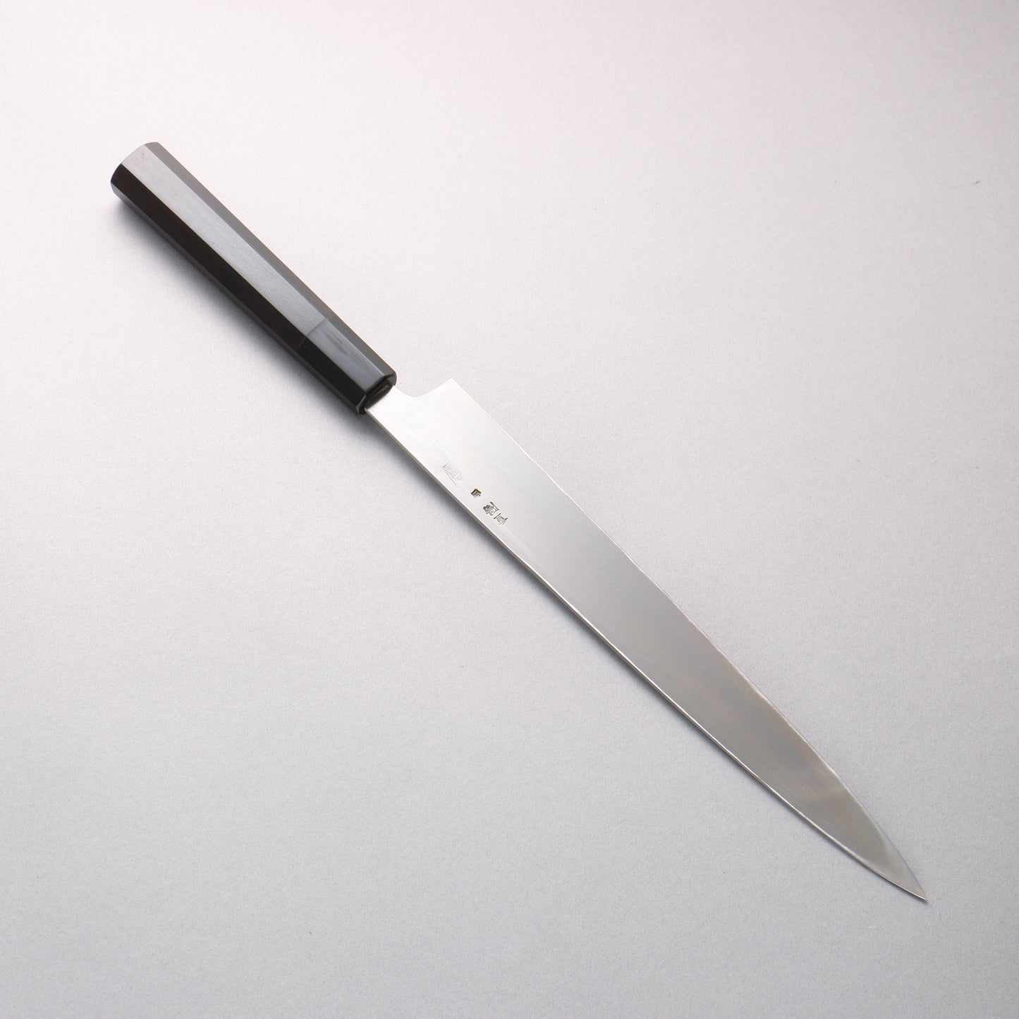 重陽 白鋼 鏡面仕上げ 柳刃包丁 270mm 黒檀　(口輪：黒水牛)柄