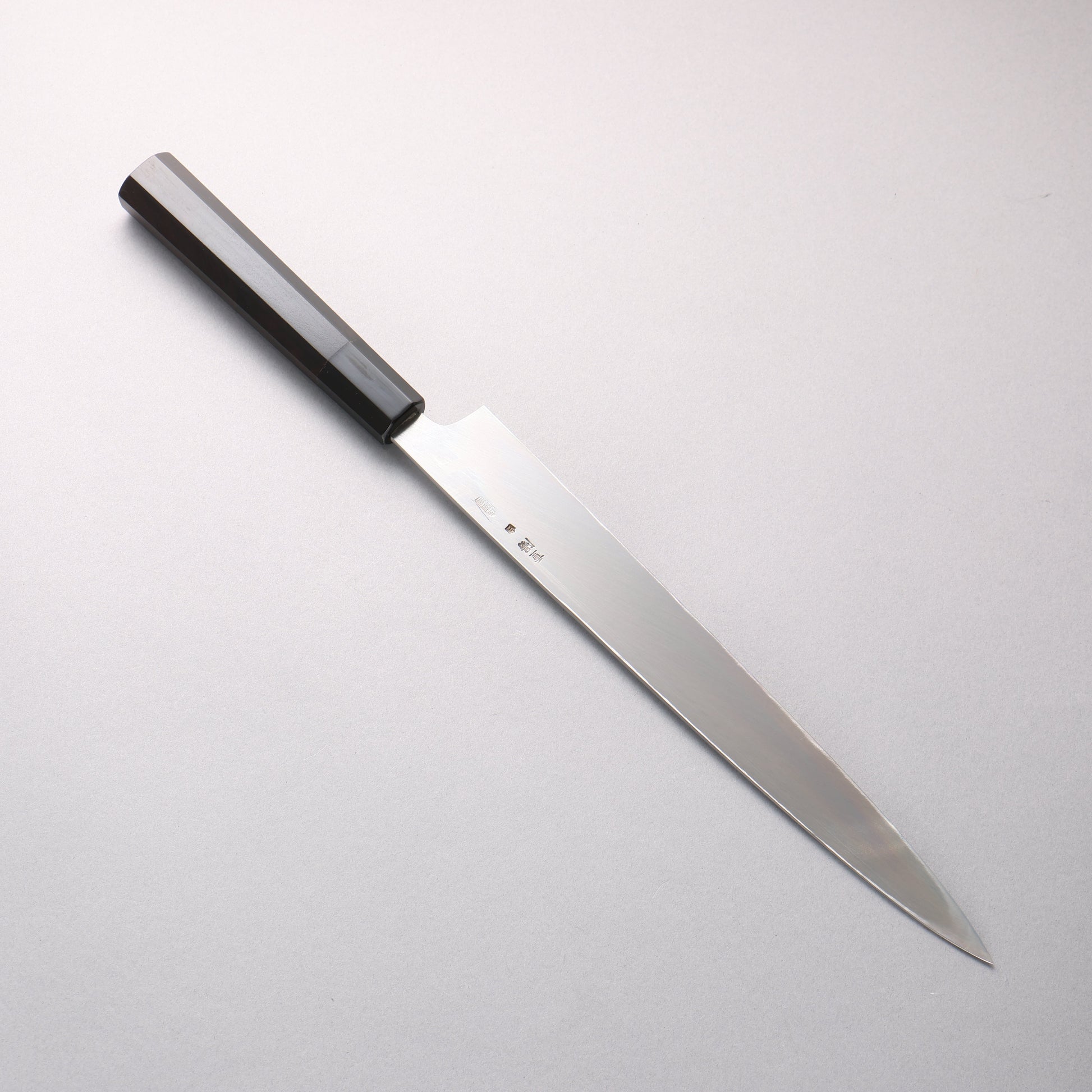 重陽 白鋼 鏡面仕上げ 柳刃包丁 270mm 黒檀　(口輪：黒水牛)柄