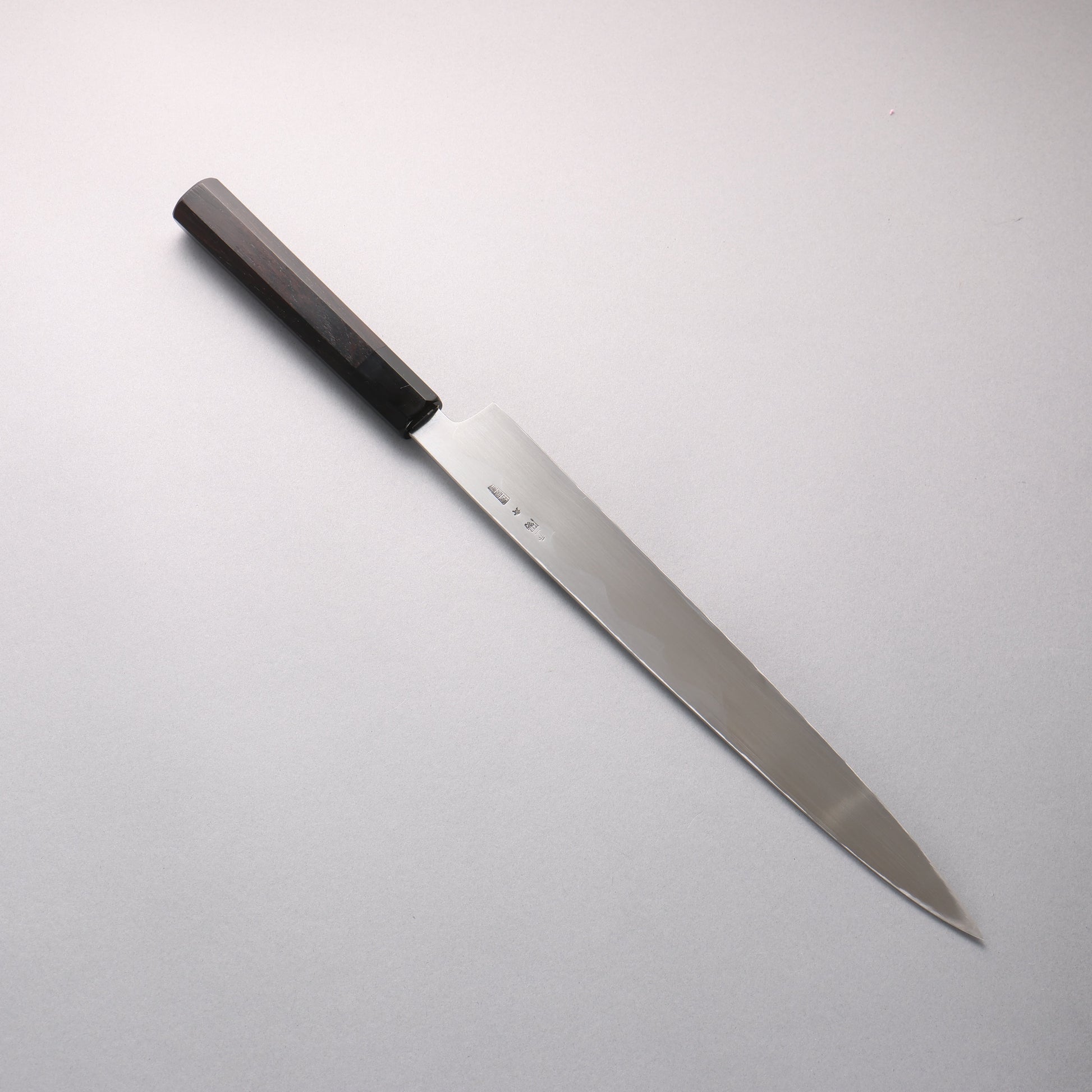 重陽 青一鋼 鏡面仕上げ 柳刃包丁 300mm 黒檀　(口輪：黒水牛)柄