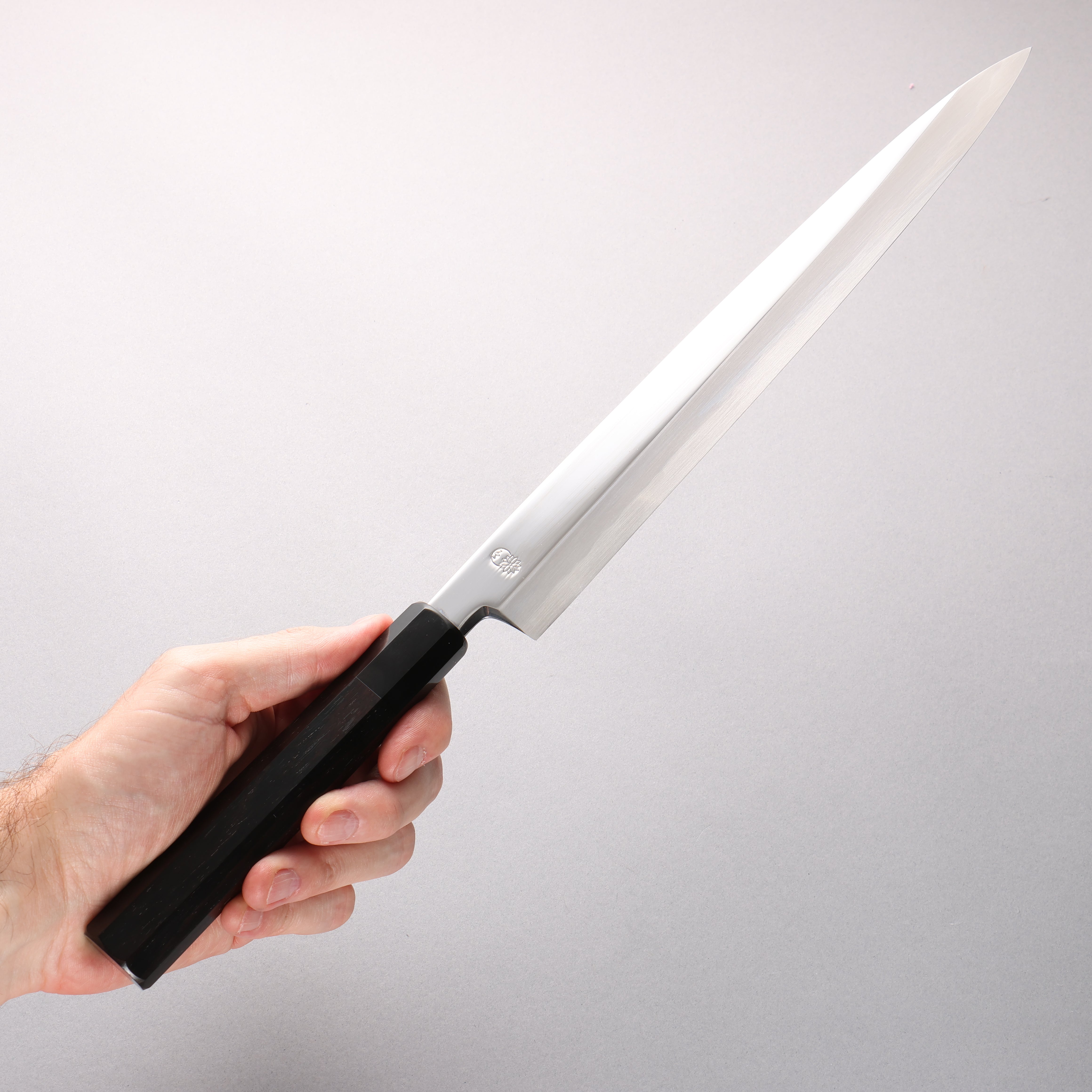 重陽 青一鋼 鏡面仕上げ 柳刃包丁 300mm 黒檀 (口輪：黒水牛)柄 - 清助刃物