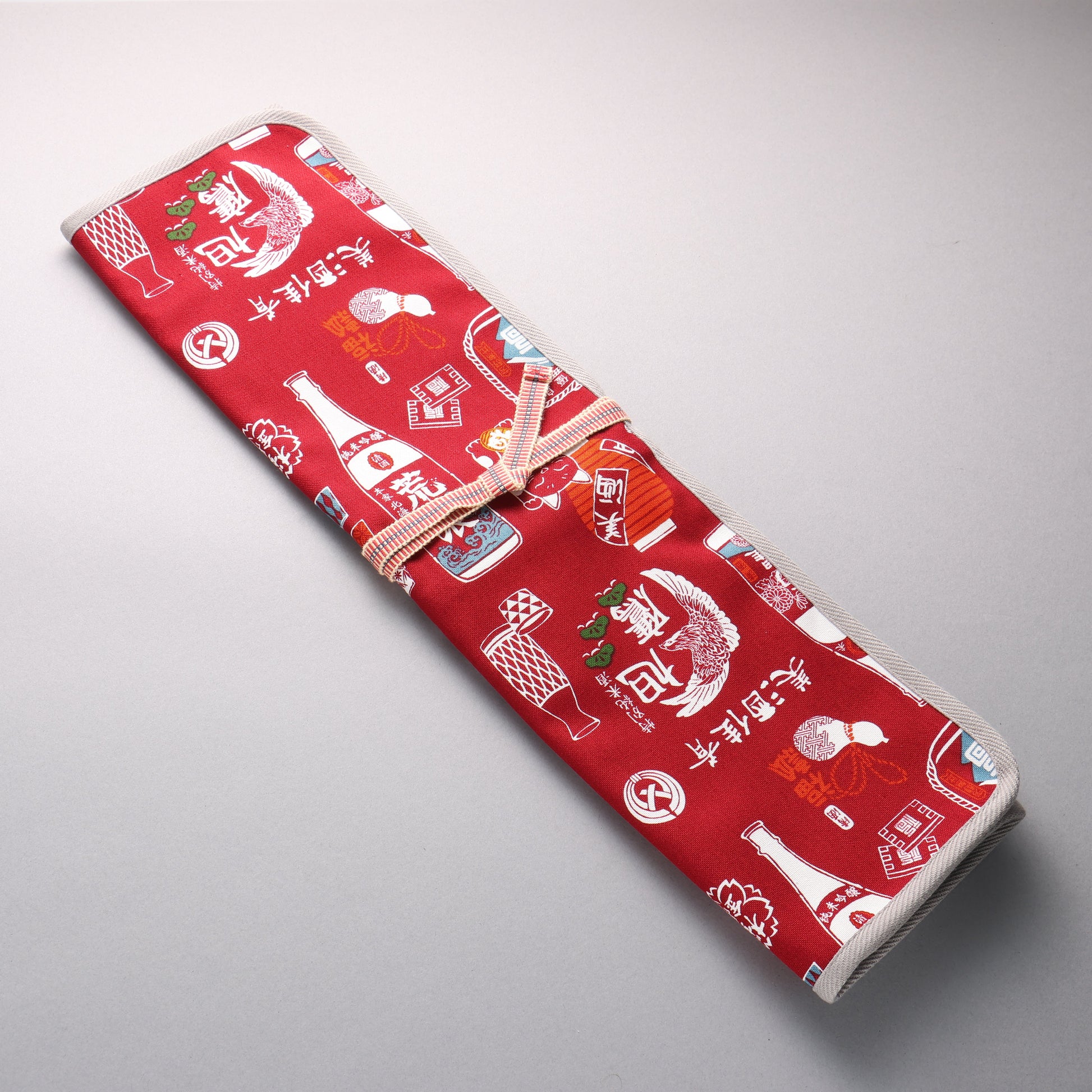 プランドル飯田 5ポケット付きナイフロール 布 デニム 430mm x 510mm
