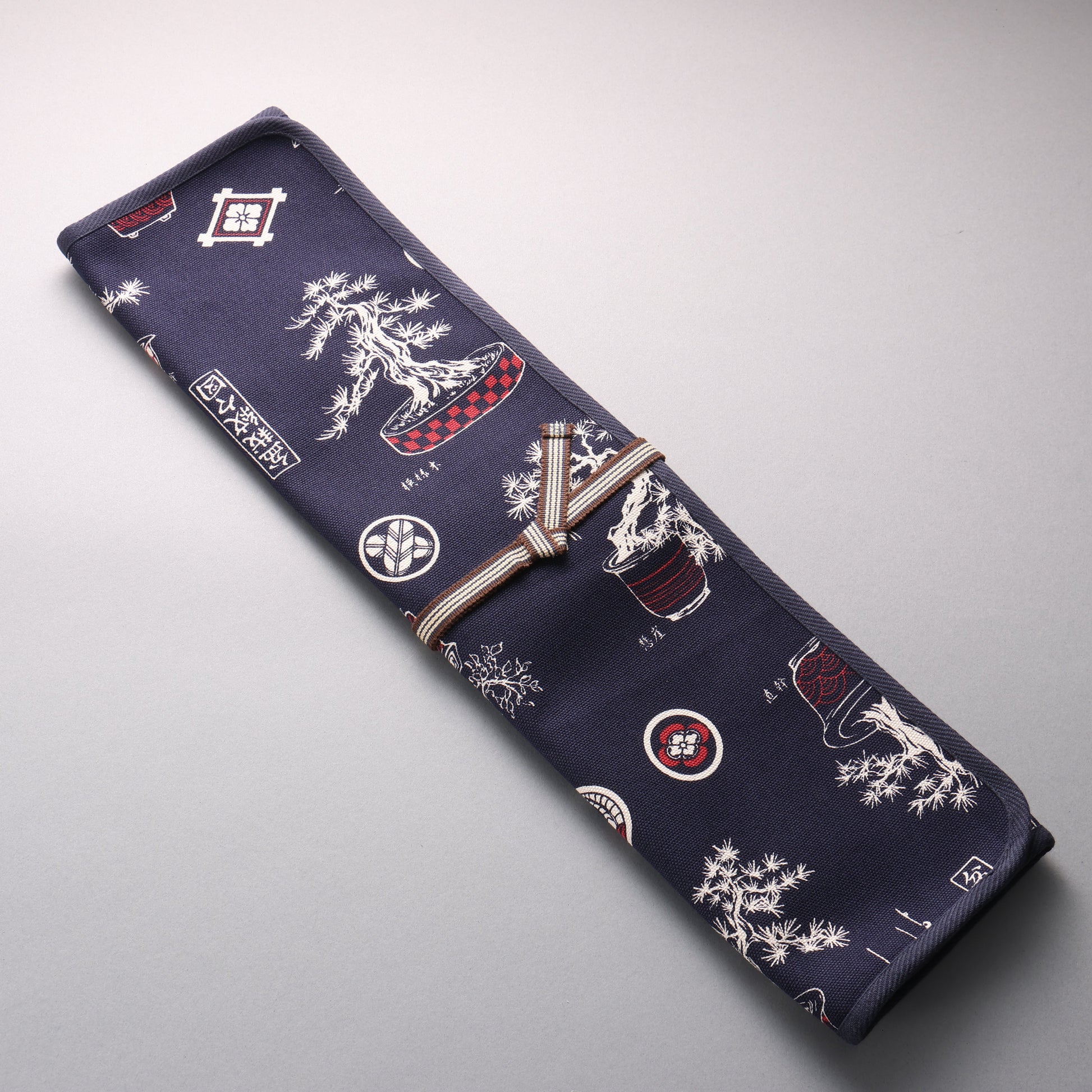 プランドル飯田 5ポケット付きナイフロール 布 デニム 430mm x 510mm