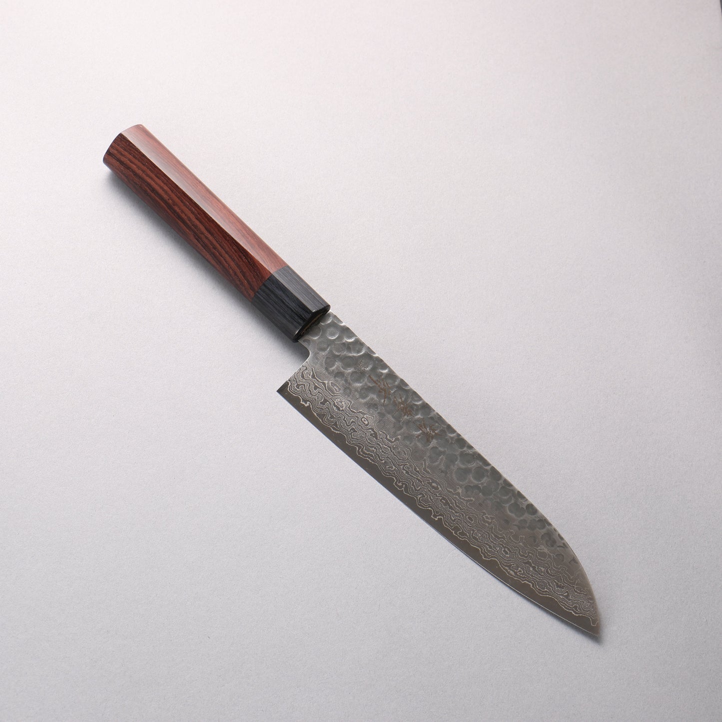 堺 孝行 AUS10 45層ダマスカス 三徳包丁 180mm 紫檀柄 - 清助刃物