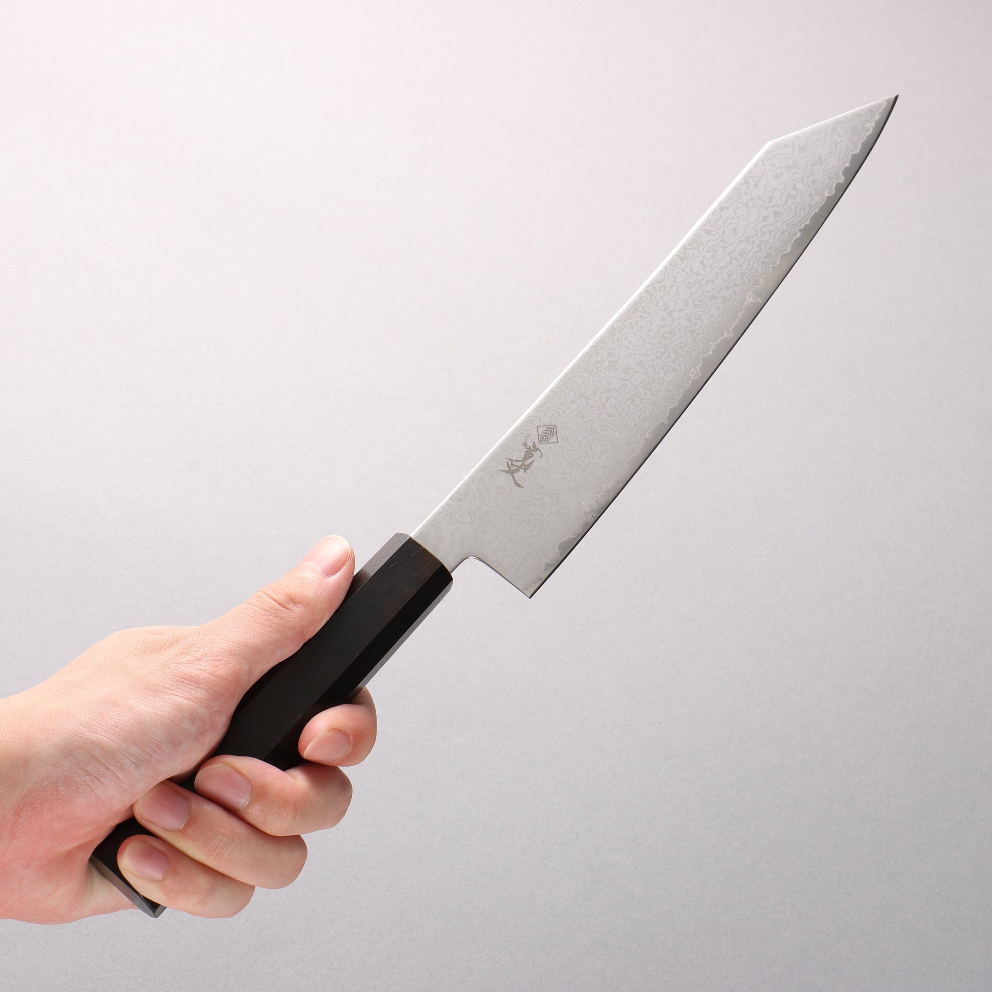 寛丈 V金10号 ダマスカス 切付牛刀包丁 210mm 黒檀柄