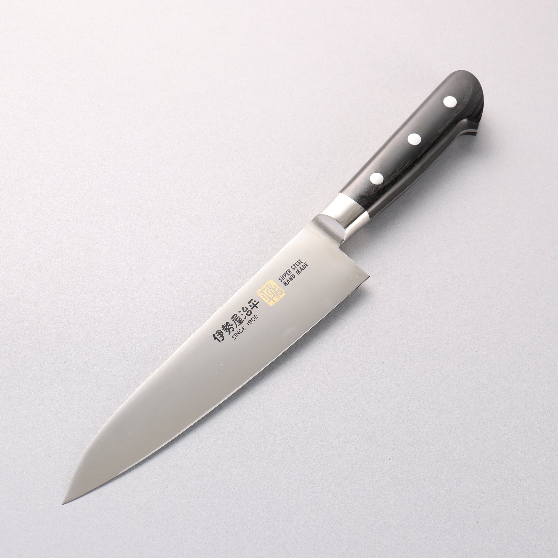 伊勢屋 モリブデン鋼（MOL） 牛刀包丁 180mm 黒合板柄 - 清助刃物