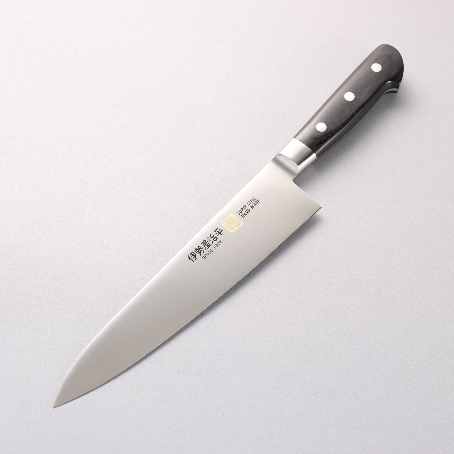 伊勢屋 モリブデン鋼（MOL） 牛刀包丁 210mm 黒合板柄 - 清助刃物
