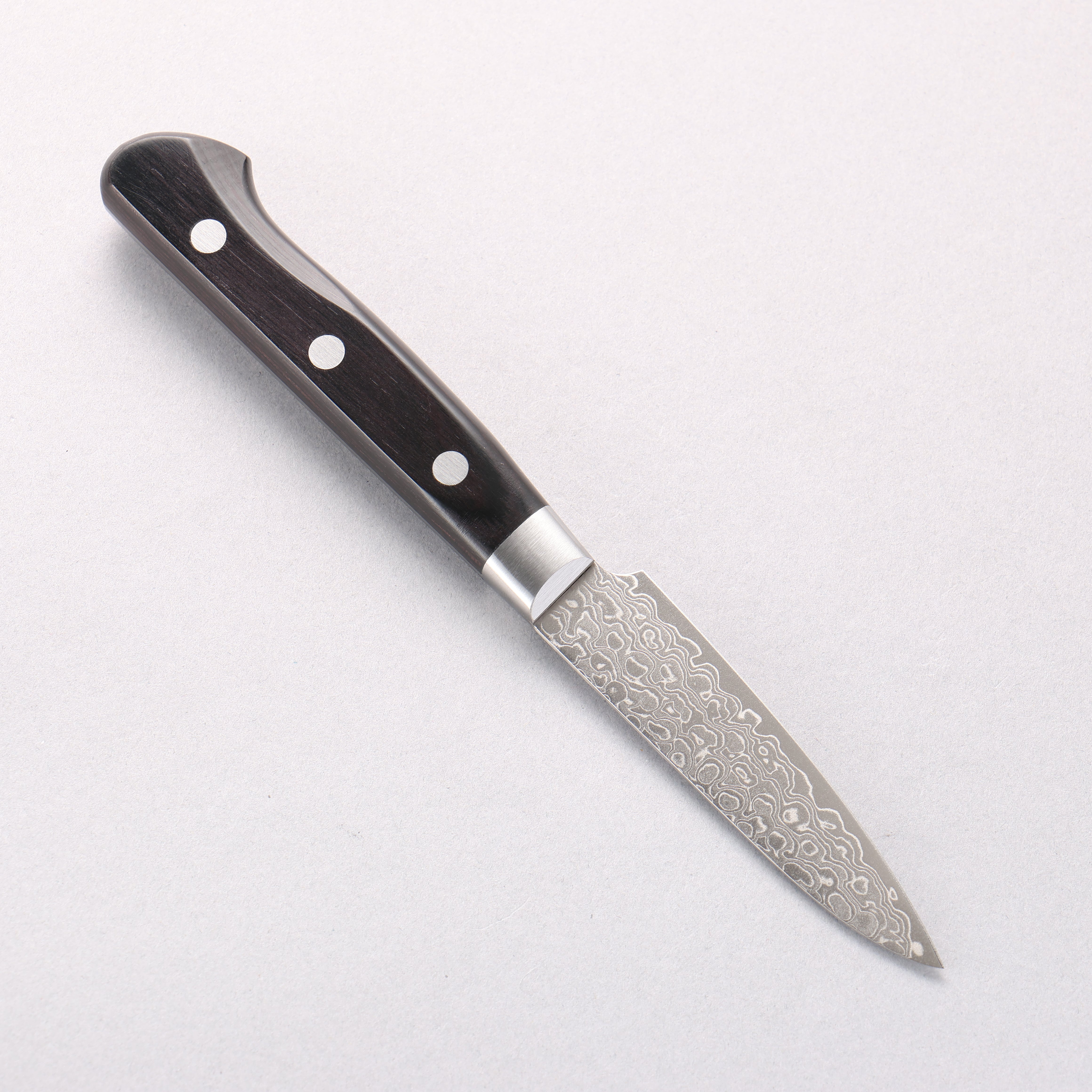 堺 孝行 AUS10 45層 鏡面仕上げ ダマスカス ペティーナイフ 80mm - 清助刃物